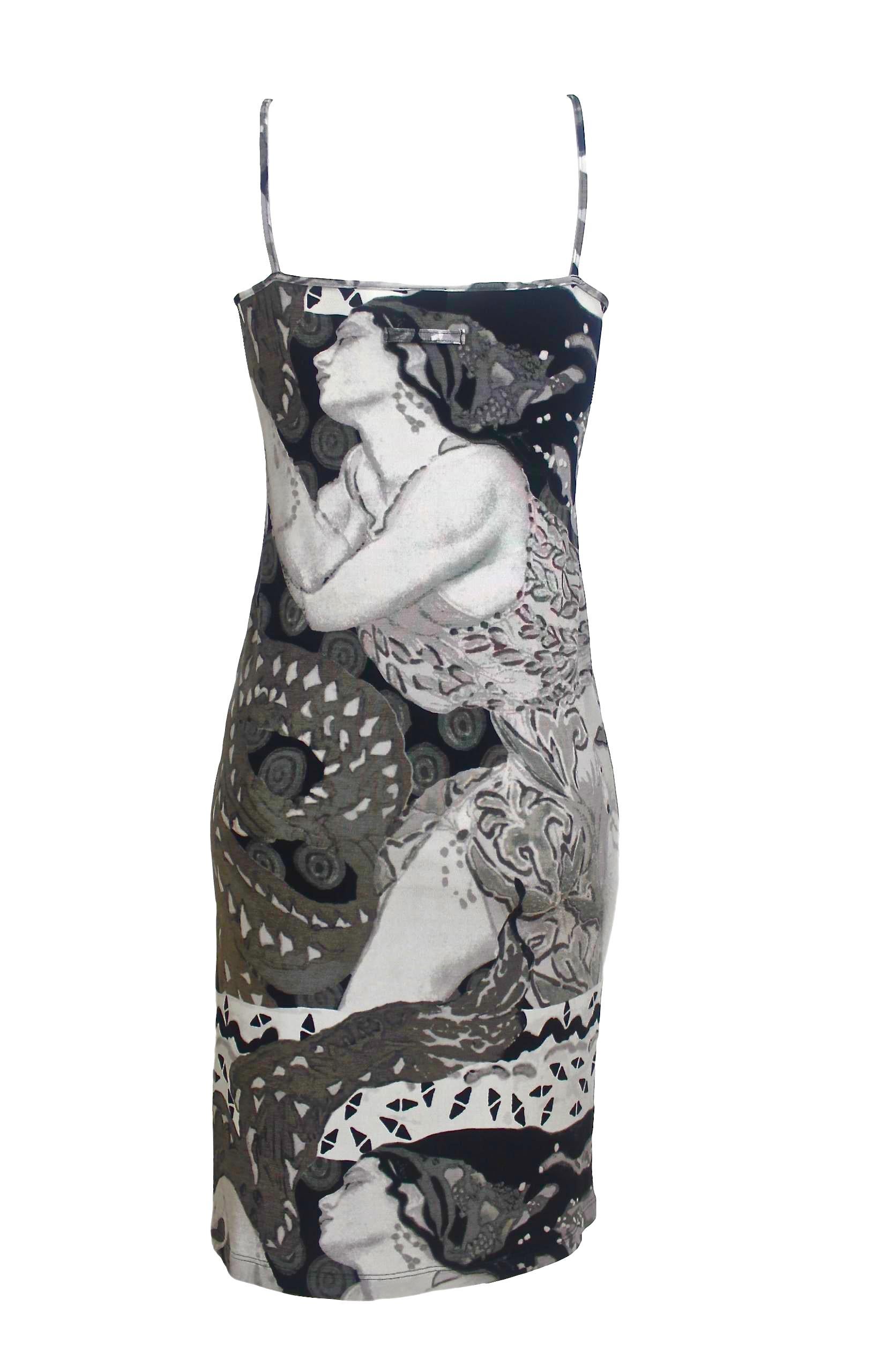 Jean paul Gaultier 'Erte' Print Summer Slip Dress For Sale 3