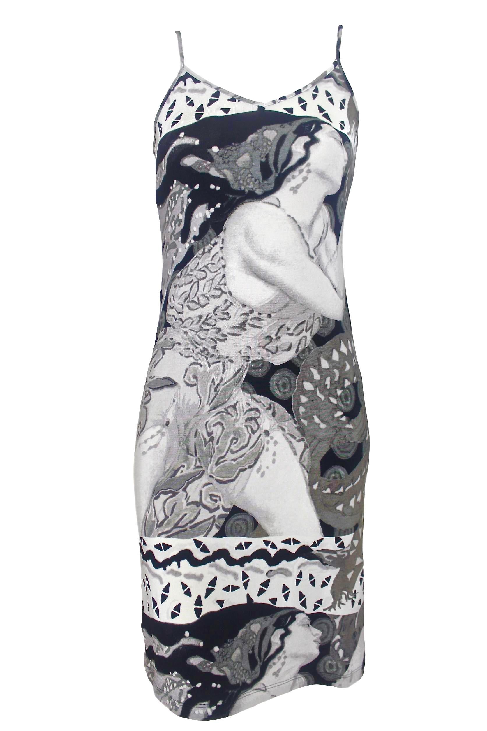 Jean paul Gaultier 'Erte' Print Summer Slip Dress For Sale 5