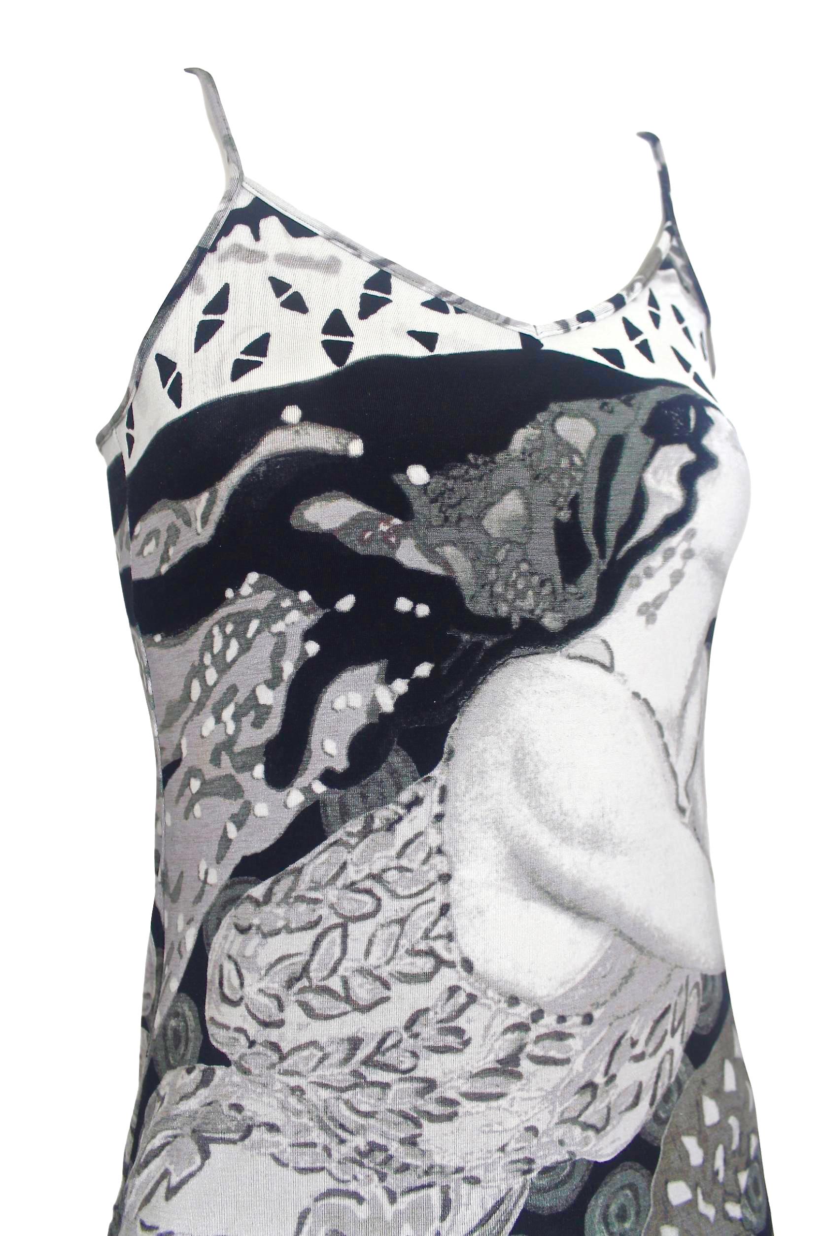 Jean paul Gaultier 'Erte' Print Summer Slip Dress For Sale 7