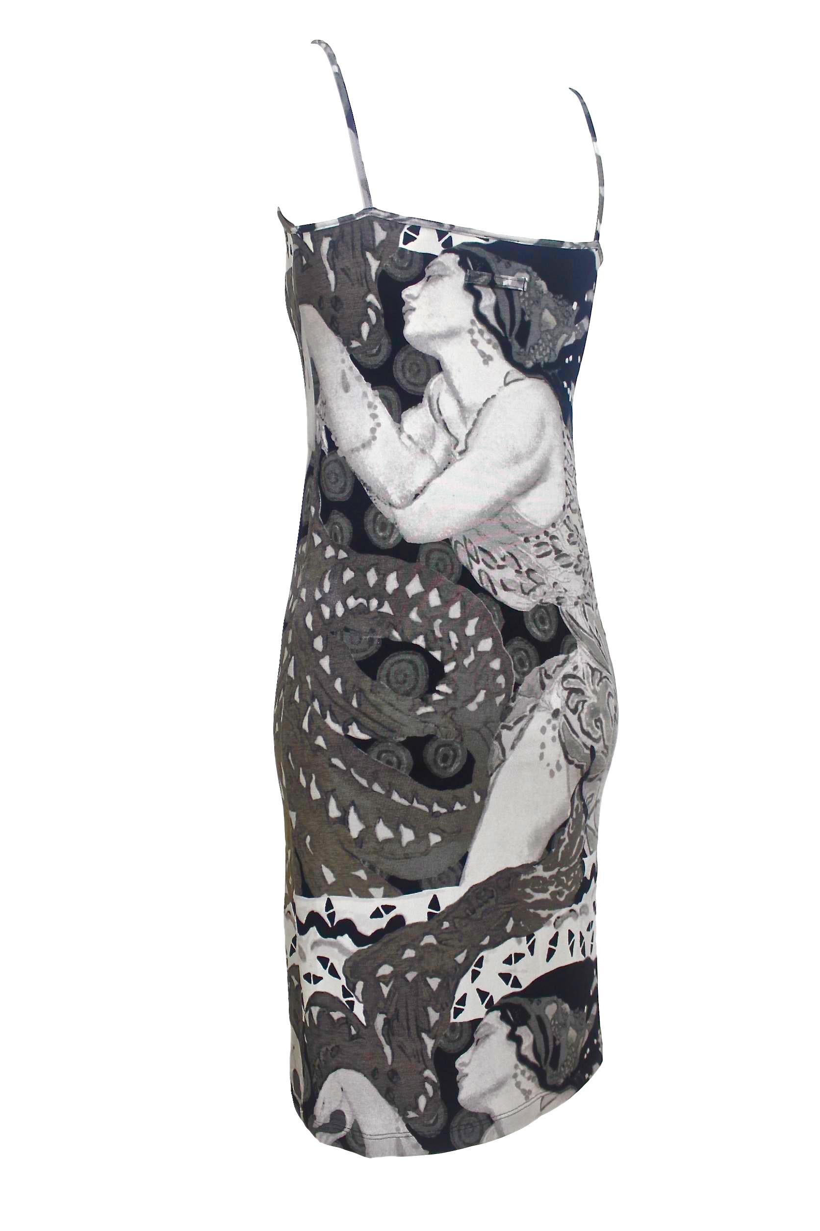 Jean paul Gaultier 'Erte' Print Summer Slip Dress In Excellent Condition For Sale In Bath, GB