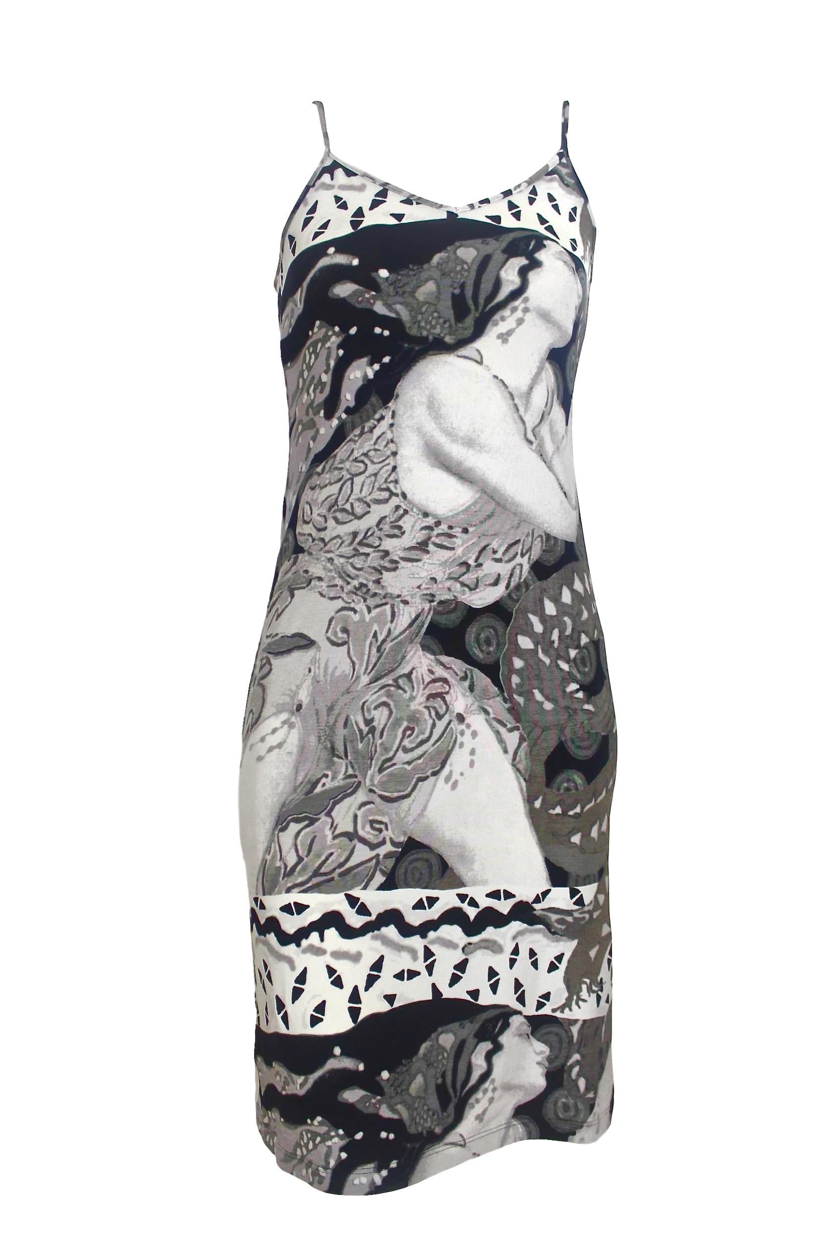 Jean paul Gaultier 'Erte' Print Summer Slip Dress For Sale 1