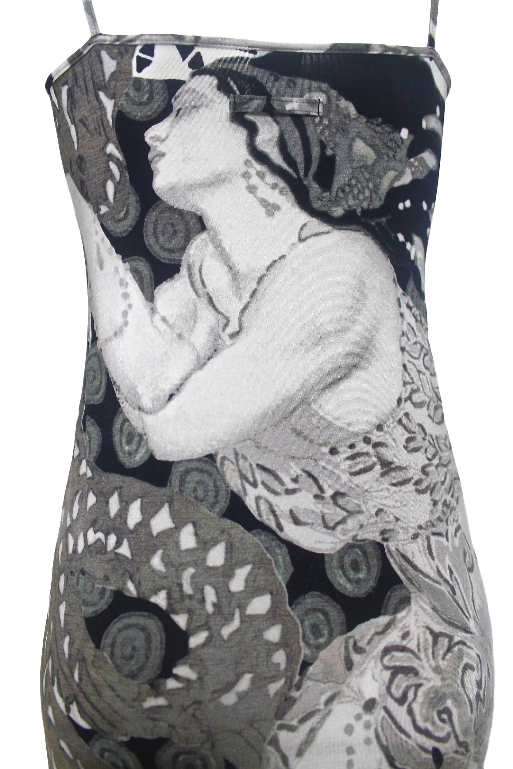 Jean paul Gaultier 'Erte' Print Summer Slip Dress For Sale 2