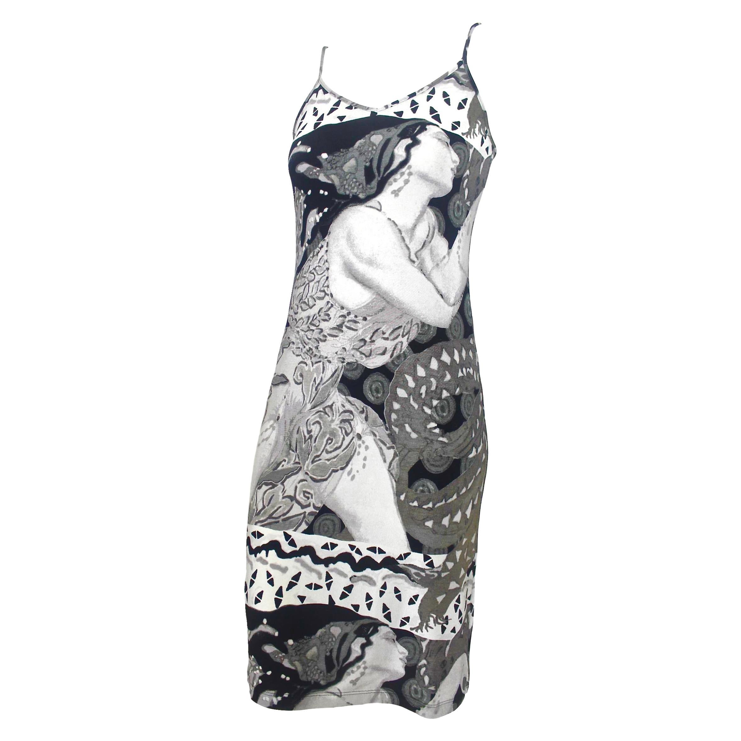 Jean paul Gaultier 'Erte' Print Summer Slip Dress For Sale