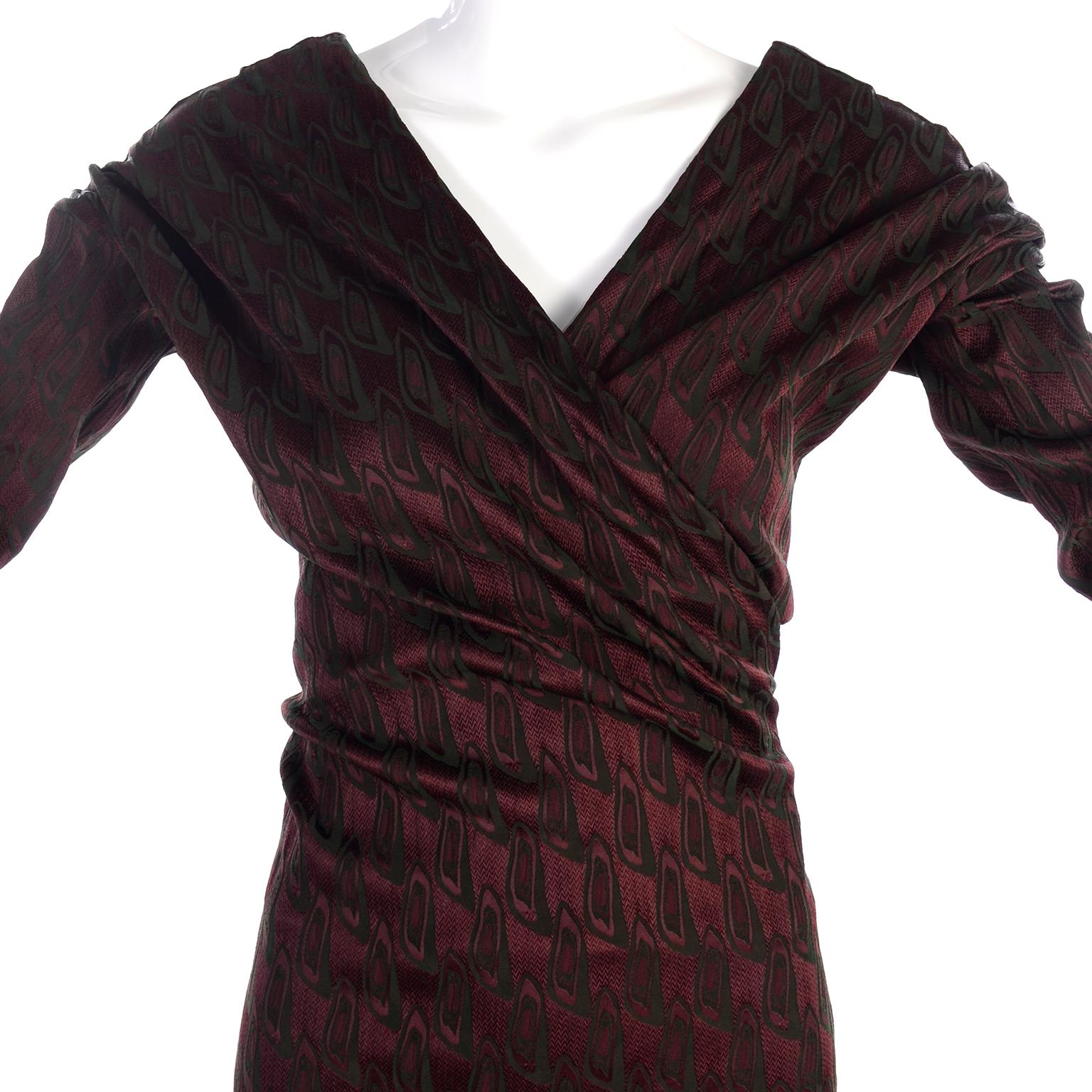 Red Jean Paul Gaultier Evening Gown in Burgundy and Deep Green W/ Extra Long Sleeves