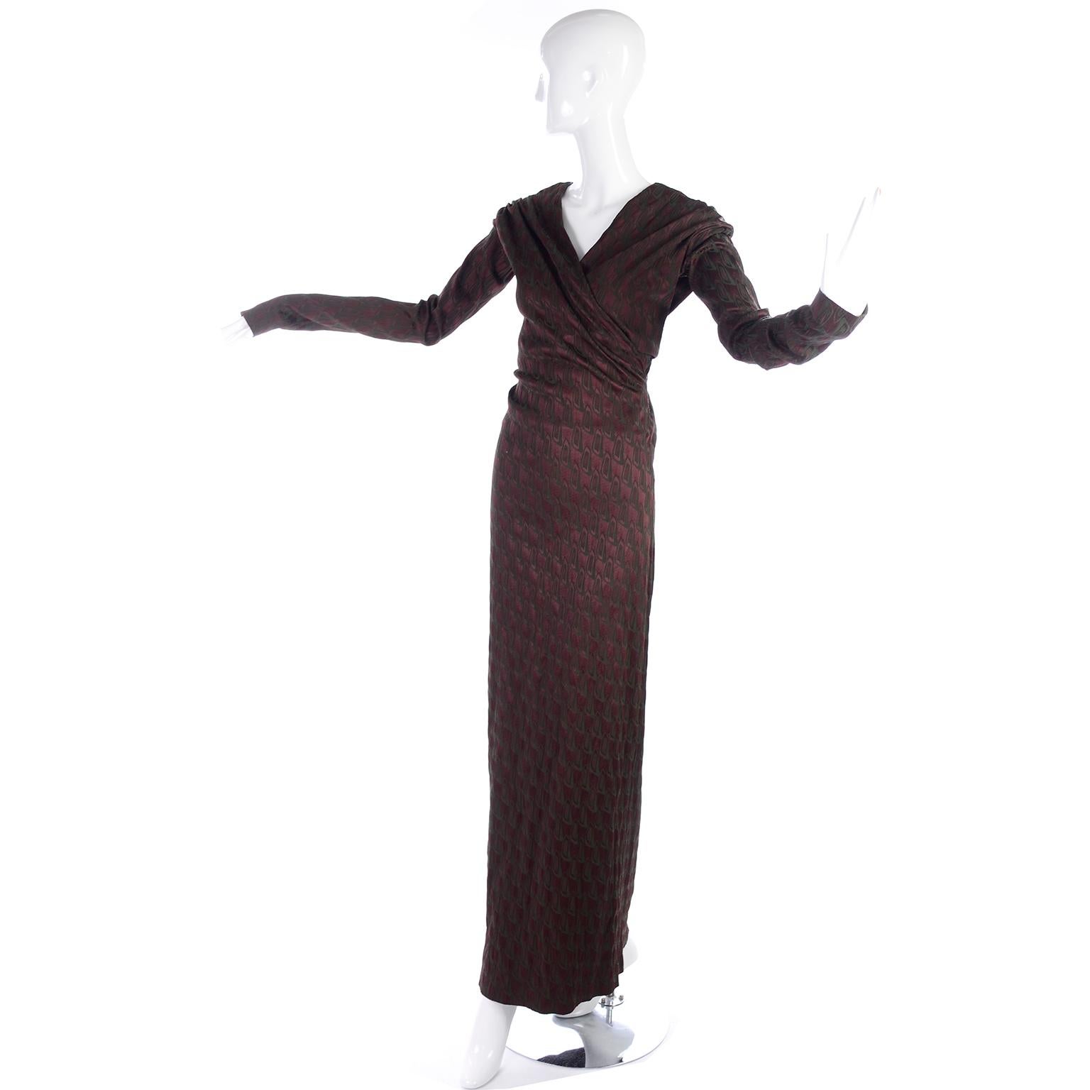 Women's Jean Paul Gaultier Evening Gown in Burgundy and Deep Green W/ Extra Long Sleeves