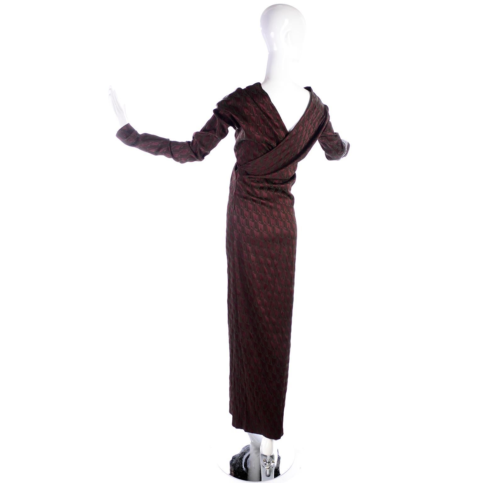 Jean Paul Gaultier Evening Gown in Burgundy and Deep Green W/ Extra Long Sleeves 1