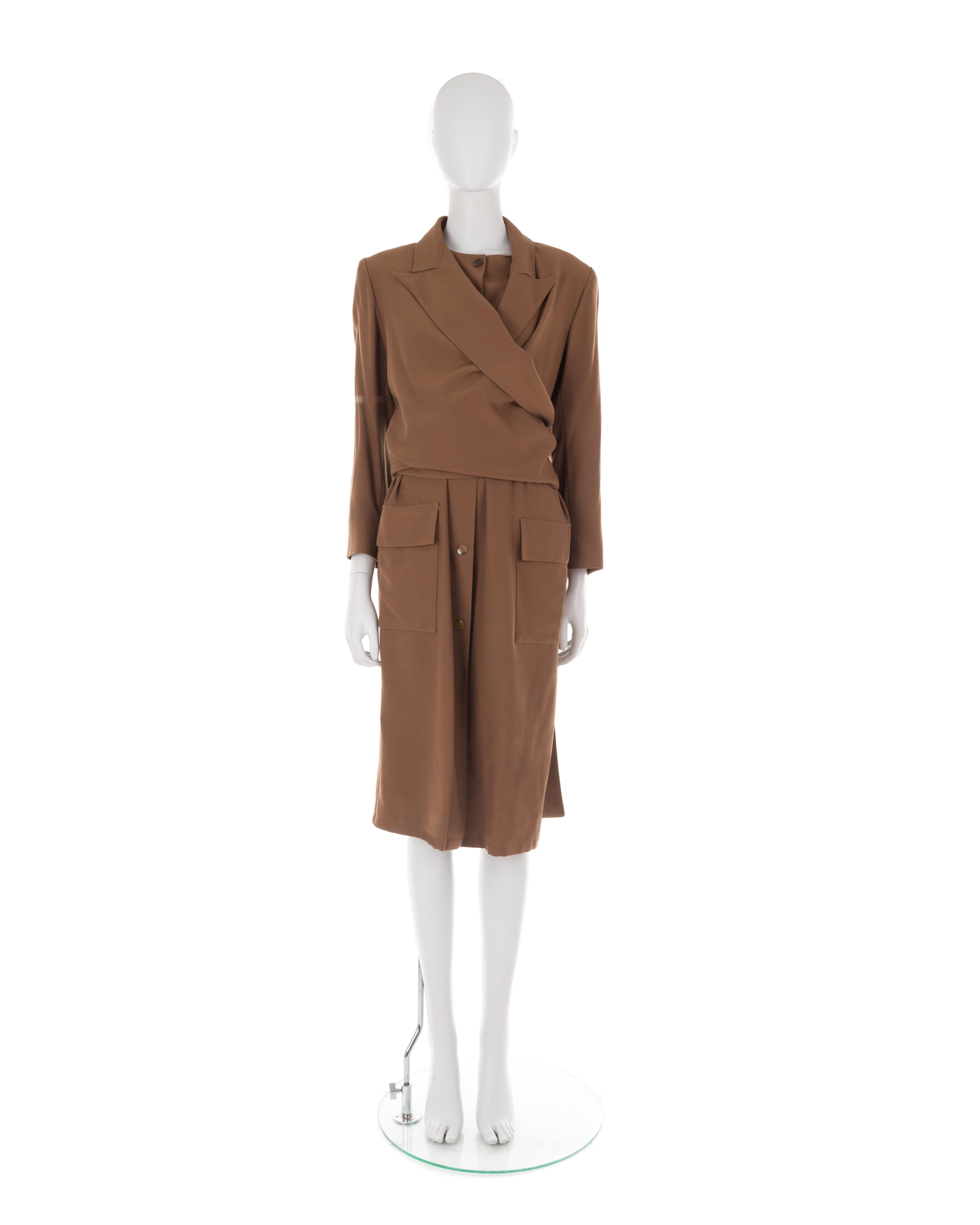 Women's Jean Paul Gaultier F/W 1983 coffee brown layered knotted trench coat For Sale