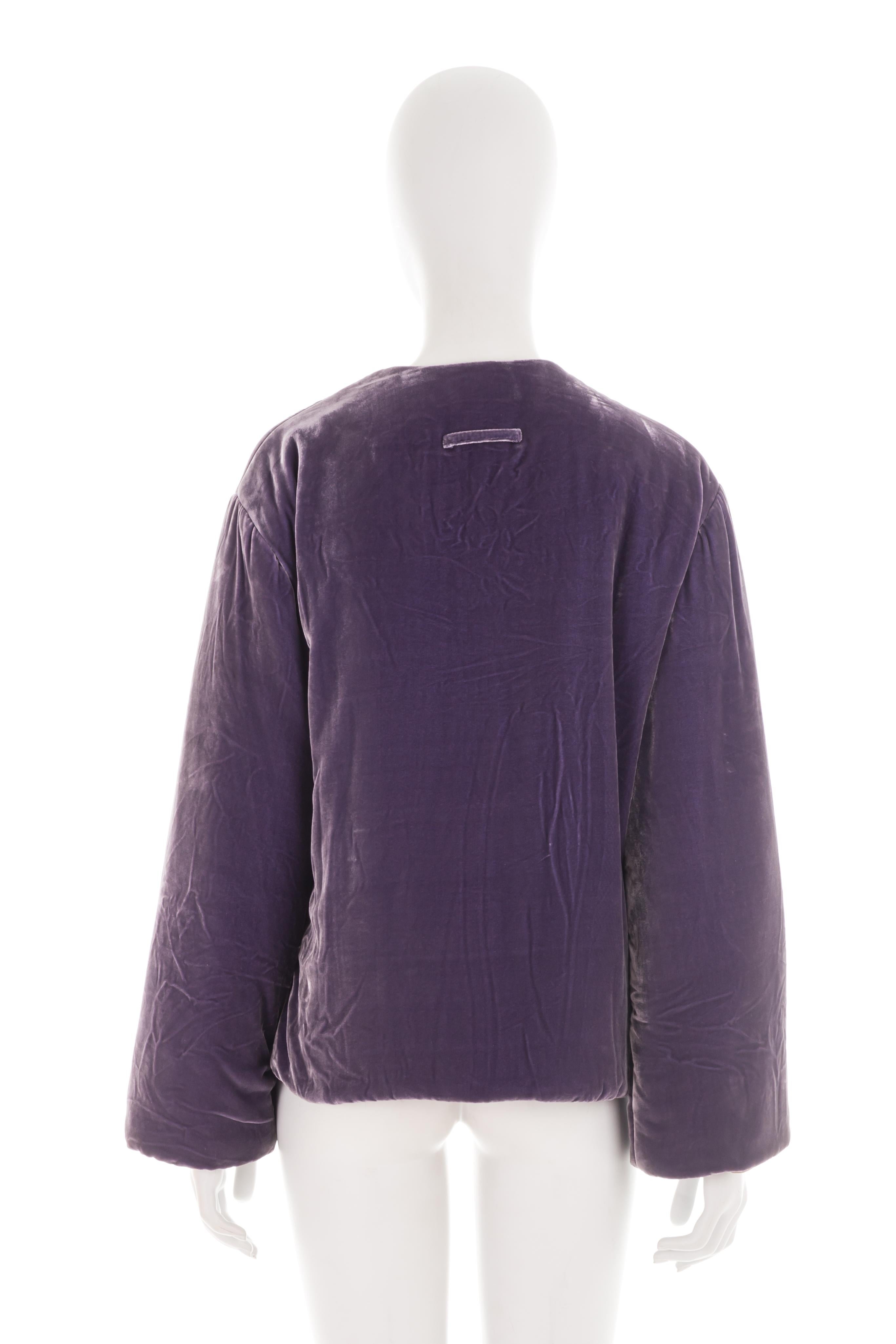 Jean Paul Gaultier F/W 2000 purple velvet bomber jacket In Good Condition For Sale In Rome, IT