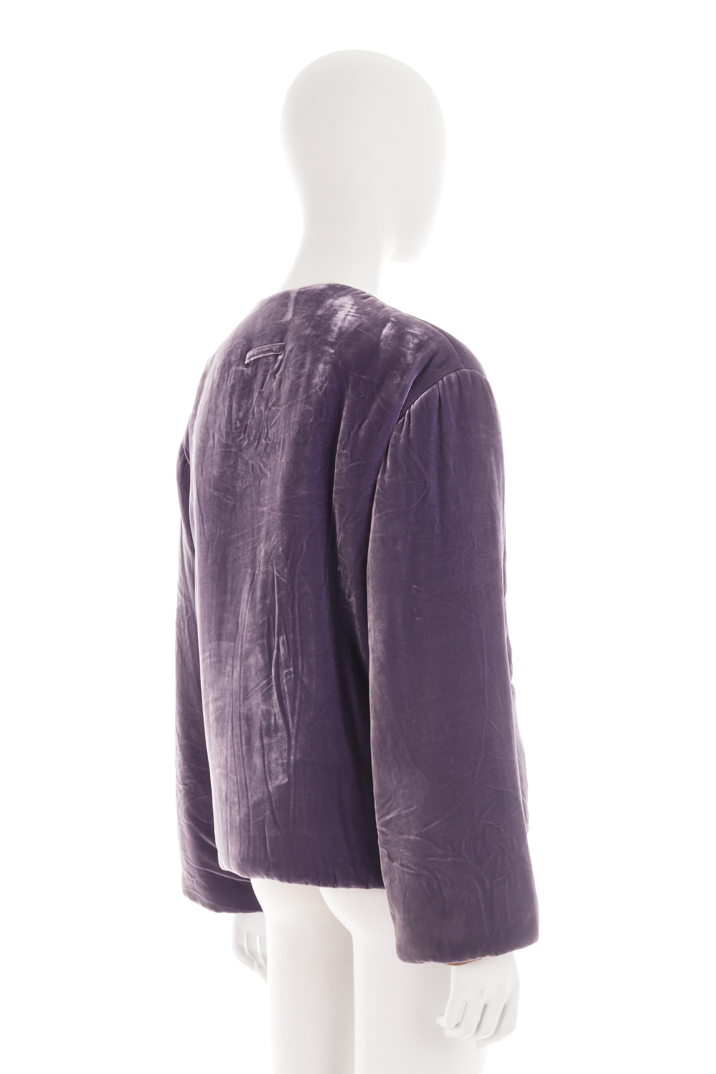 Women's or Men's Jean Paul Gaultier F/W 2000 purple velvet bomber jacket For Sale