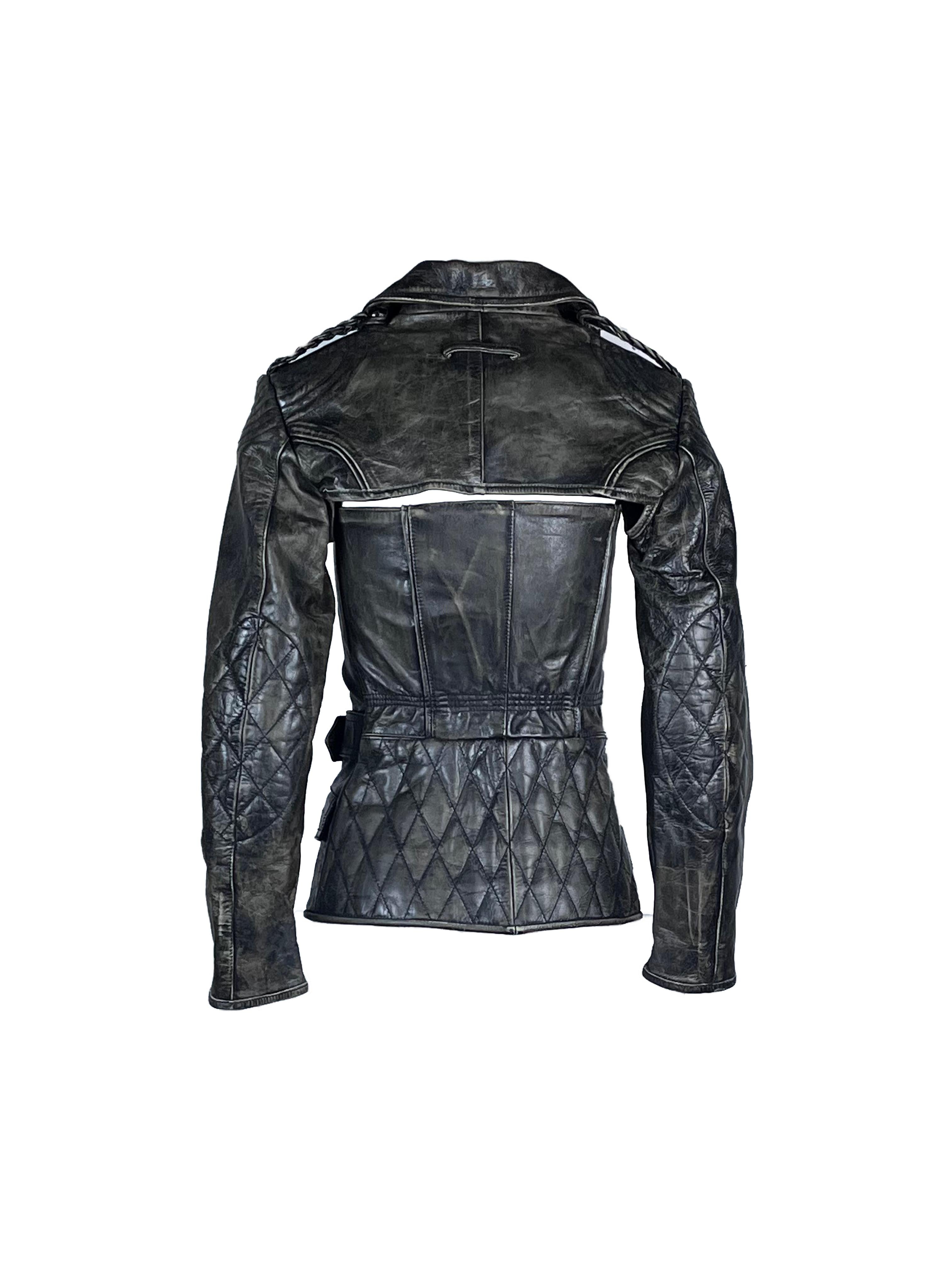 JEAN PAUL GAULTIER F/w 2001 Deconstructed Two Piece Leather Jacket en venta 5