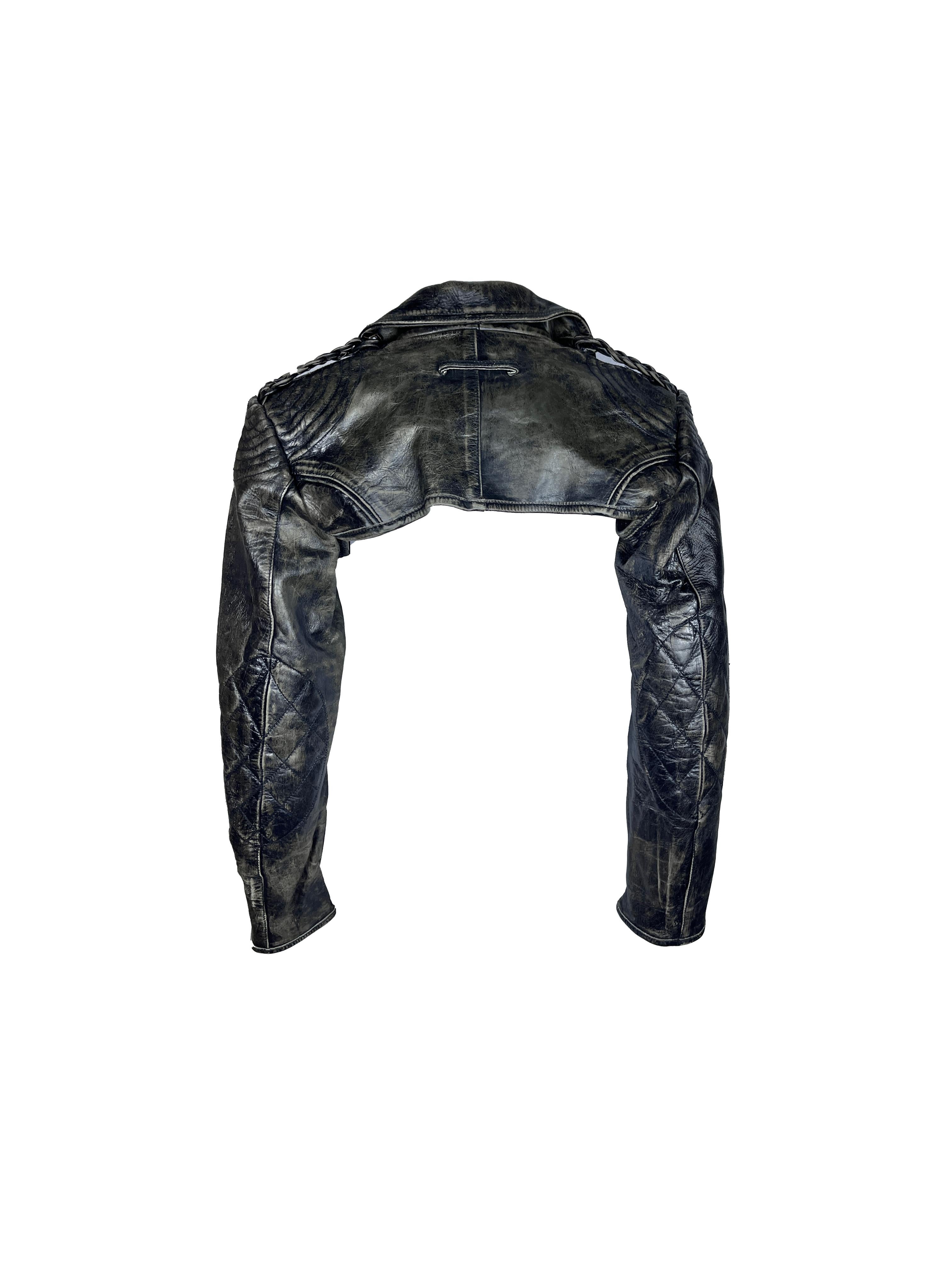 JEAN PAUL GAULTIER F/w 2001 Deconstructed Two Piece Leather Jacket en venta 9