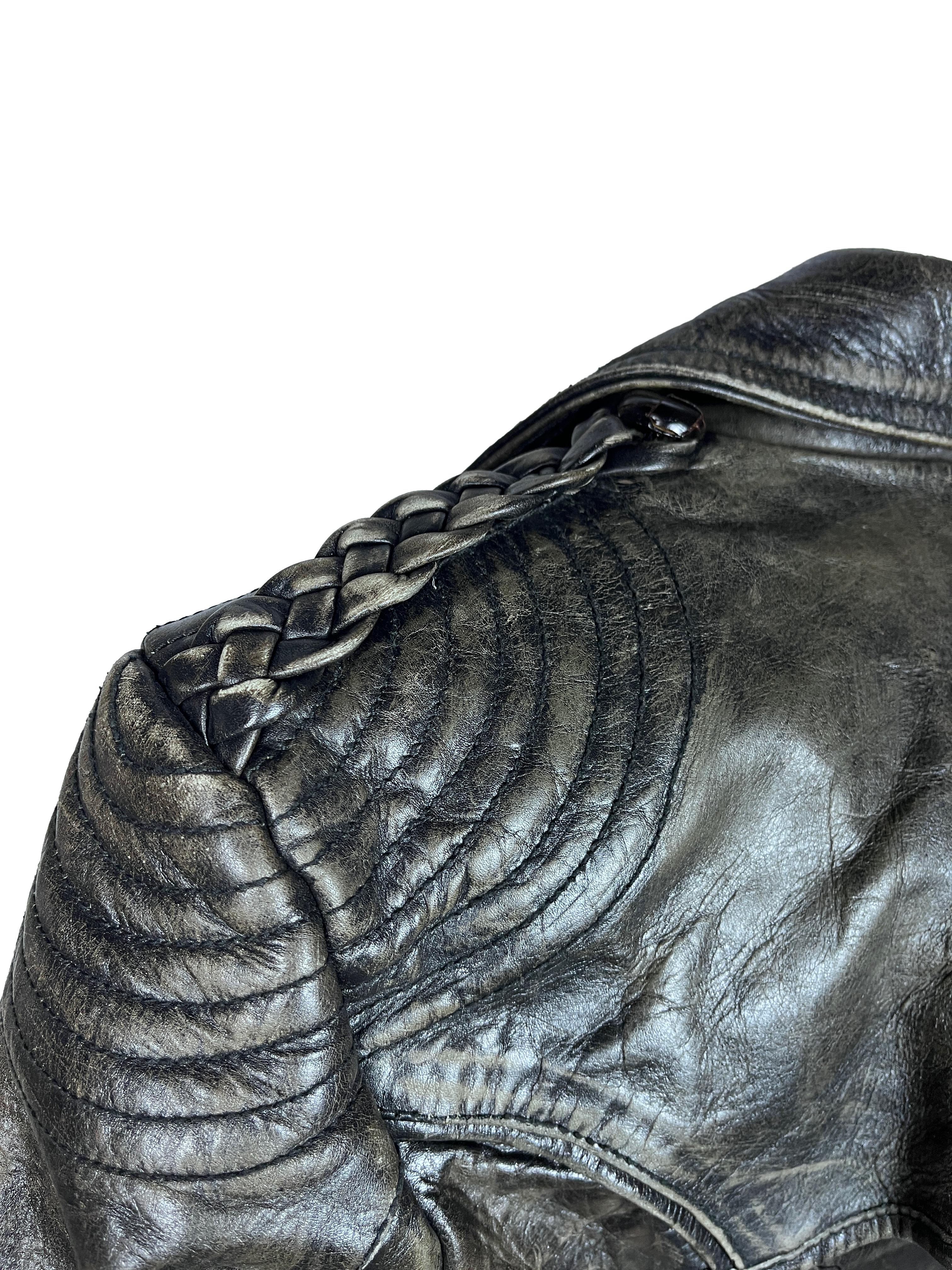 JEAN PAUL GAULTIER F/w 2001 Deconstructed Two Piece Leather Jacket en venta 11