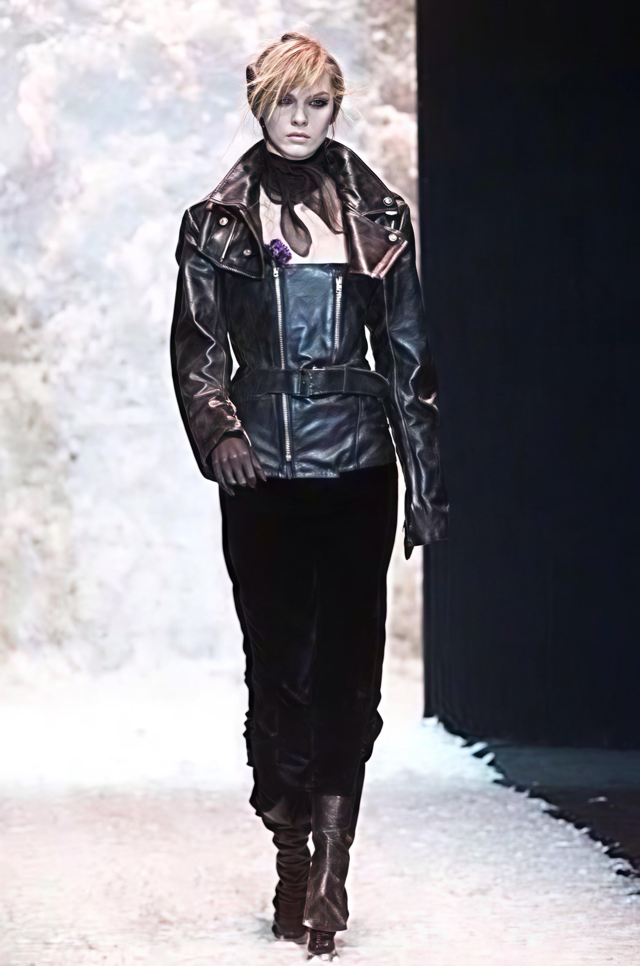 JEAN PAUL GAULTIER F/w 2001 Deconstructed Two Piece Leather Jacket Negro en venta