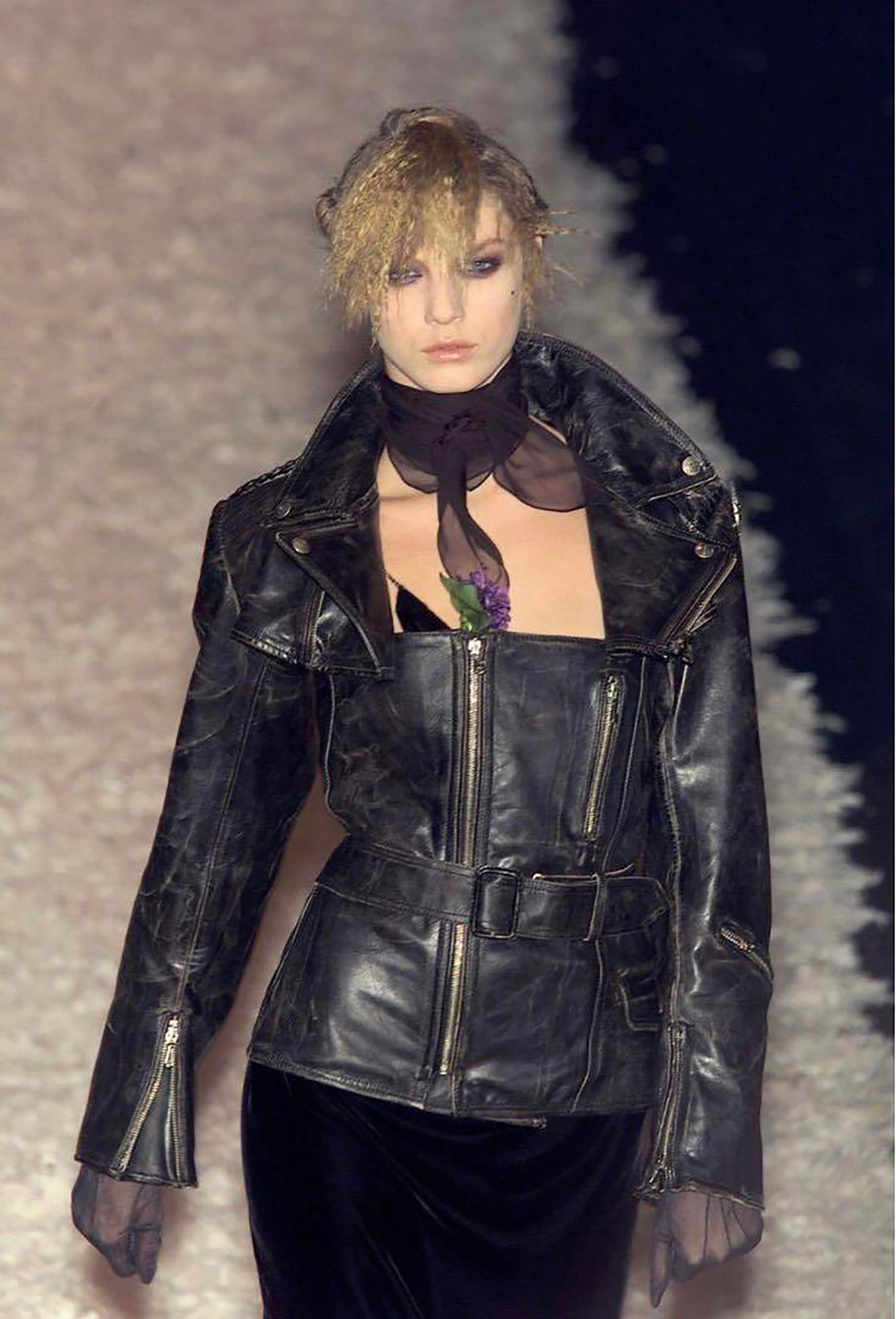 De las mujeres JEAN PAUL GAULTIER F/w 2001 Deconstructed Two Piece Leather Jacket en venta