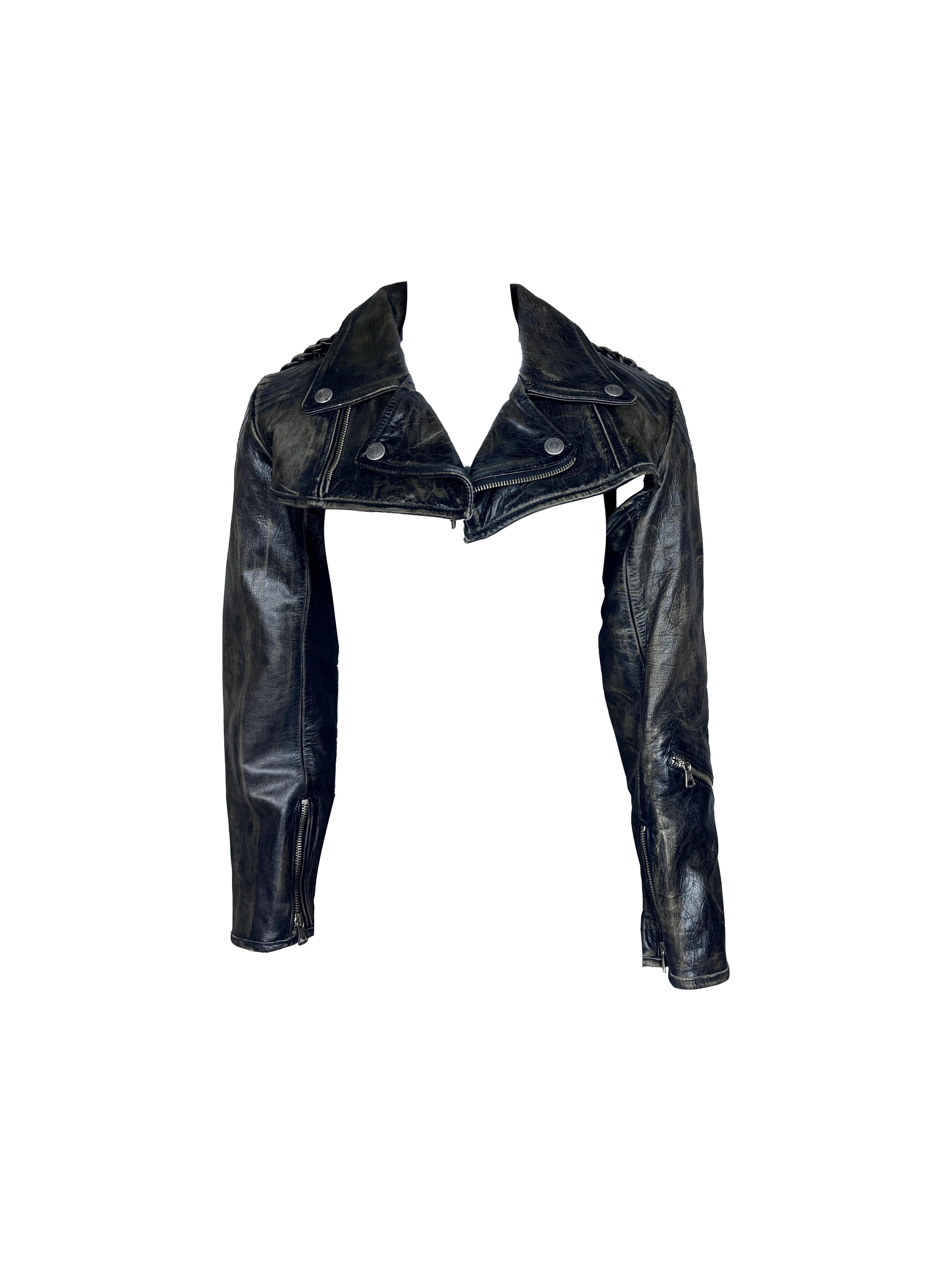 JEAN PAUL GAULTIER F/w 2001 Deconstructed Two Piece Leather Jacket en venta 2