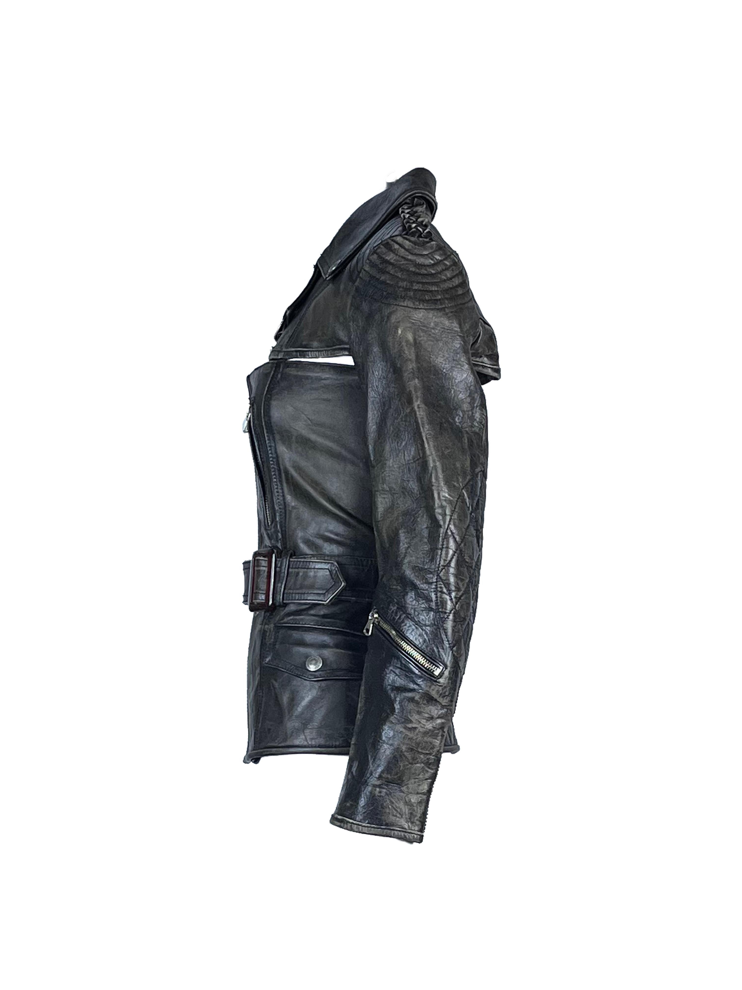 JEAN PAUL GAULTIER F/w 2001 Deconstructed Two Piece Leather Jacket en venta 4