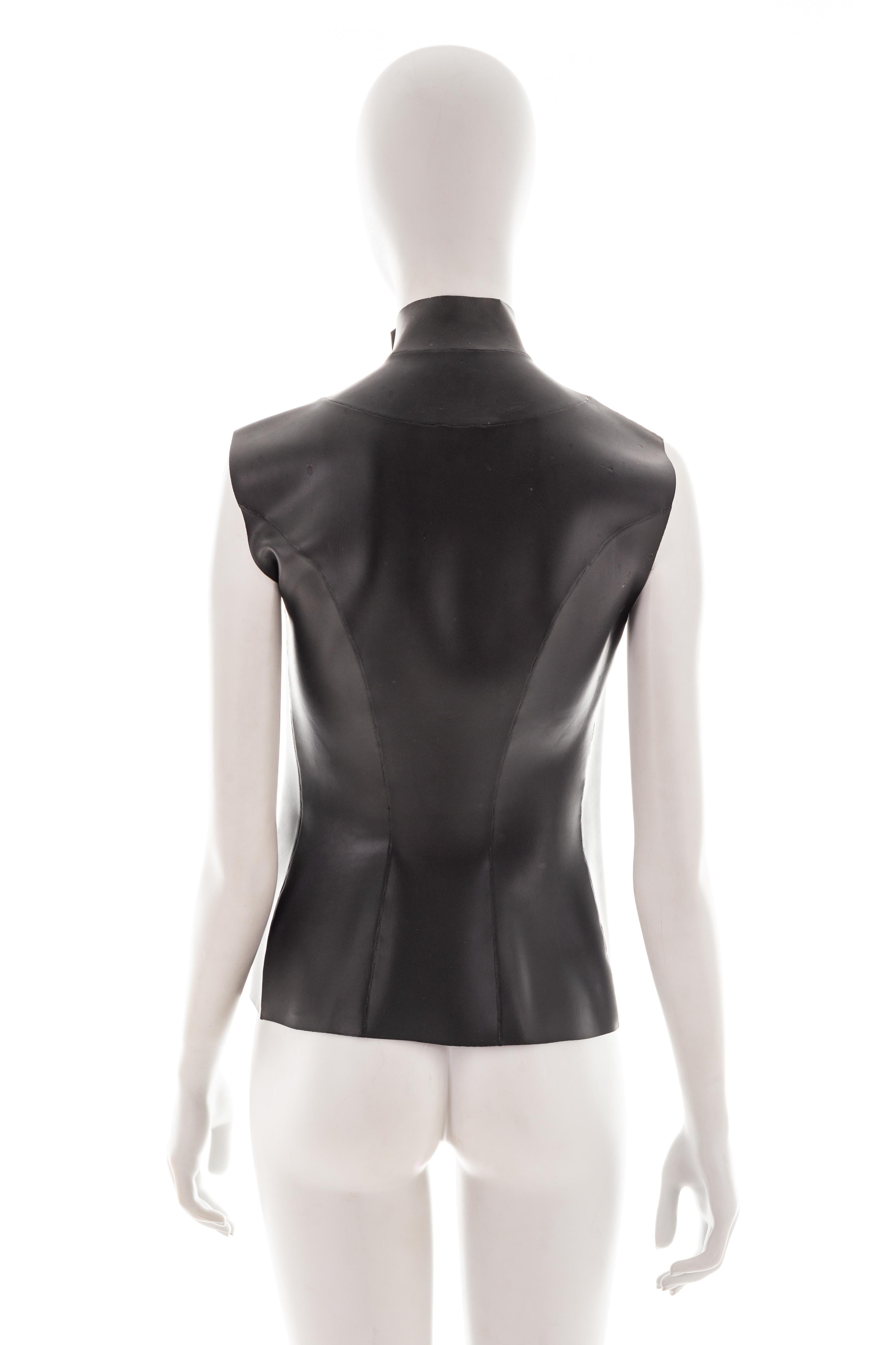 Women's or Men's Jean Paul Gaultier F/W 2002 black rubber asymmetric vest