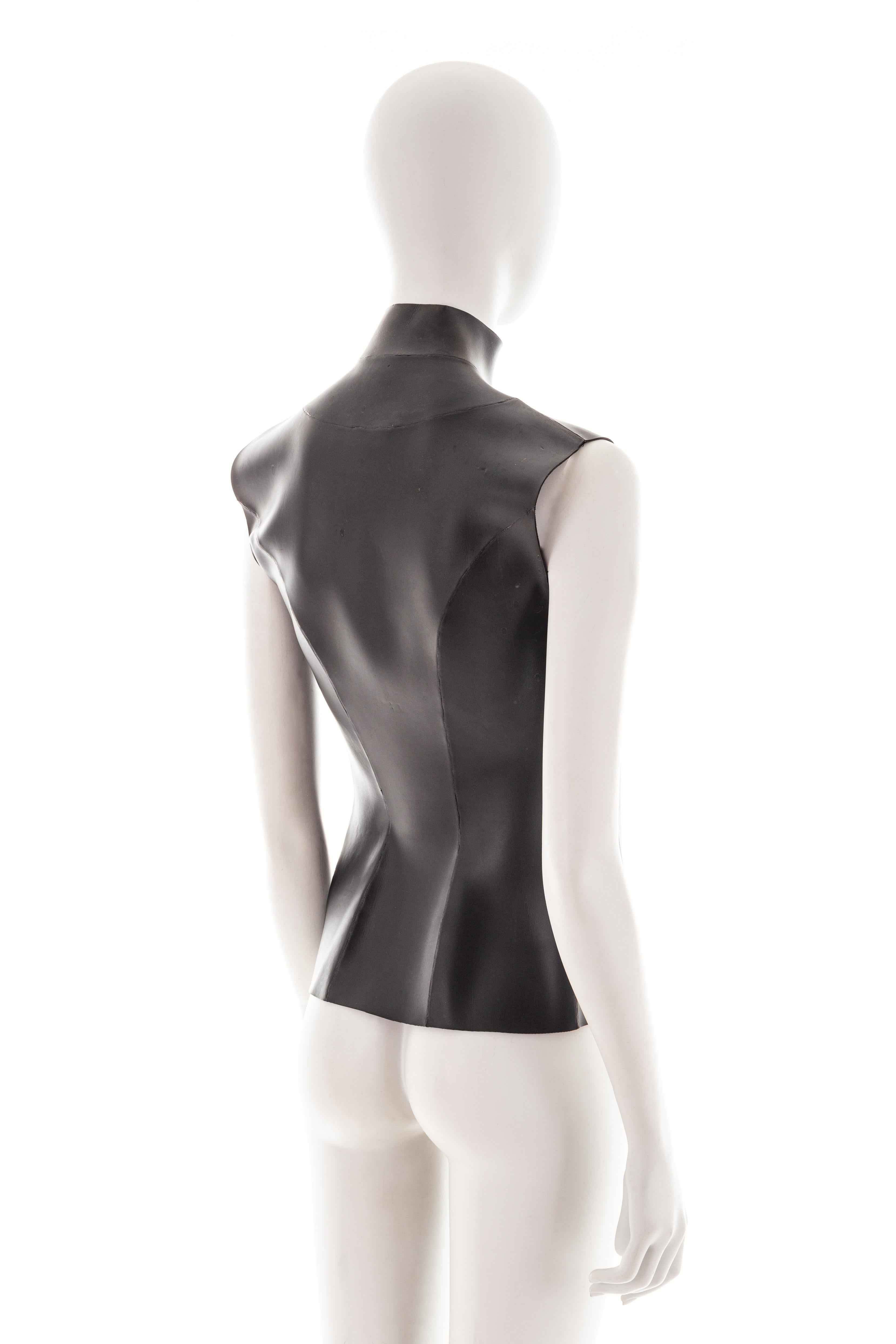 Jean Paul Gaultier F/W 2002 black rubber asymmetric vest 1