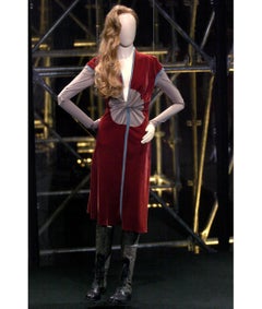 Jean Paul Gaultier F/W 2004 Burgundy Velvet Dress and Jacket Ensemble