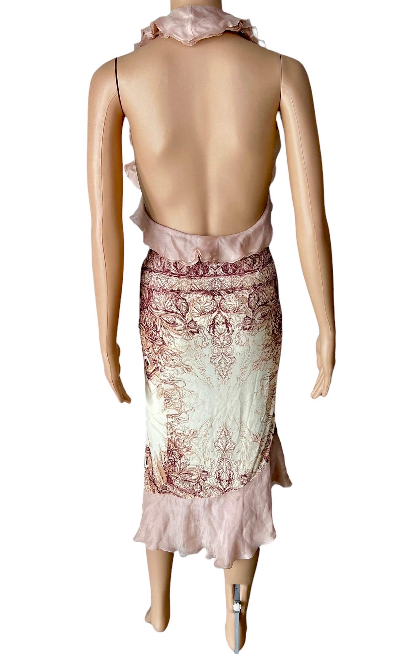 Jean Paul Gaultier F/W 2004 Plunged Wrap Backless Abstract Print Midi Dress 2