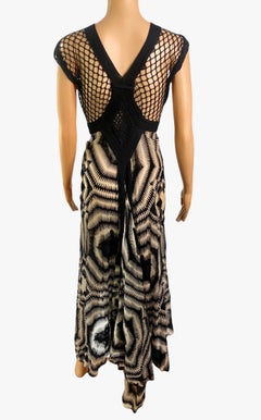 Jean Paul Gaultier F/W 2009 Runway Sheer Mesh Crochet Open Knit Maxi Dress