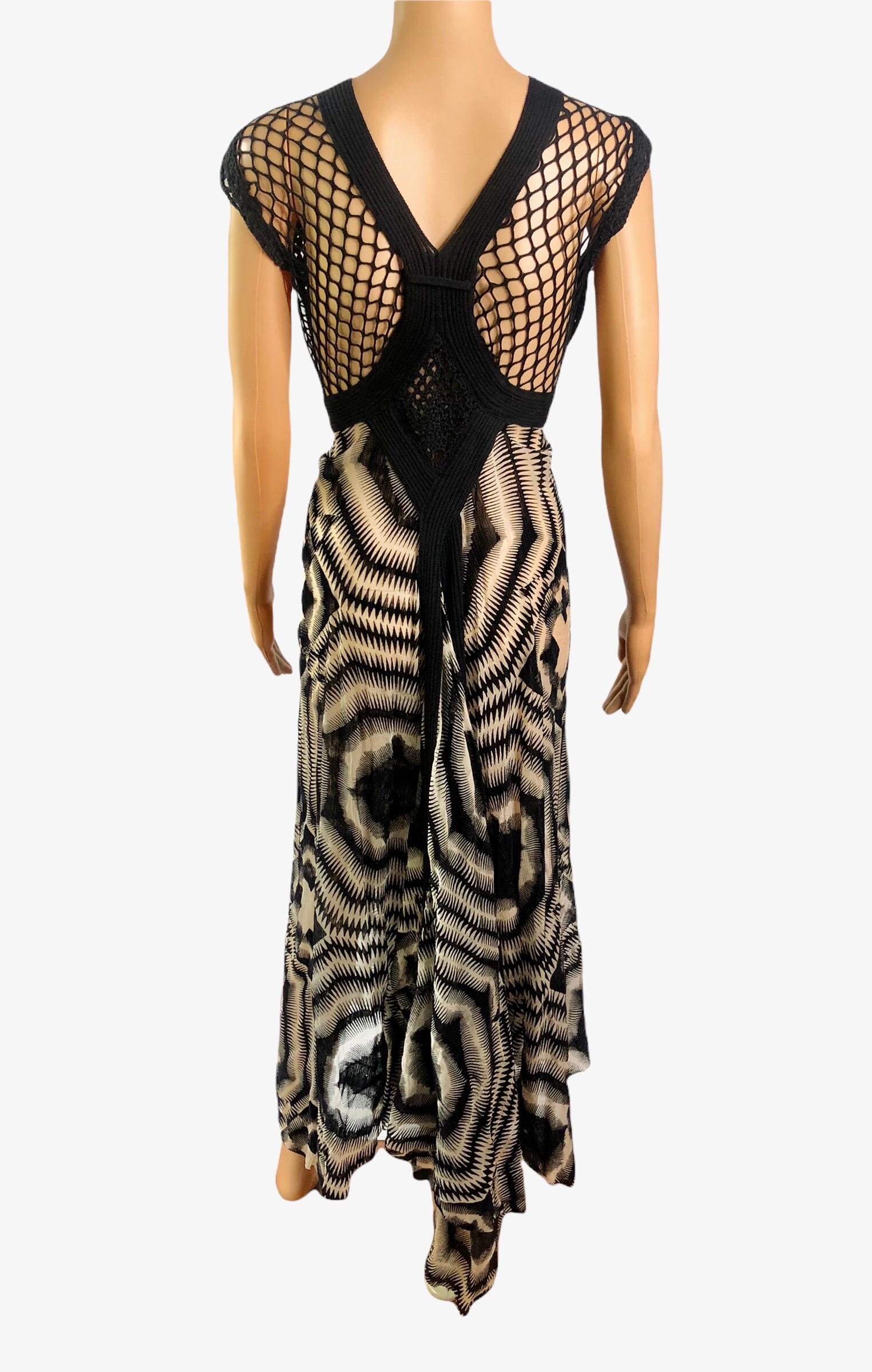 Jean Paul Gaultier H/W 2009 Laufsteg Durchsichtiges durchsichtiges Maxikleid aus gehäkeltem Mesh-Strick im Zustand „Gut“ im Angebot in Naples, FL