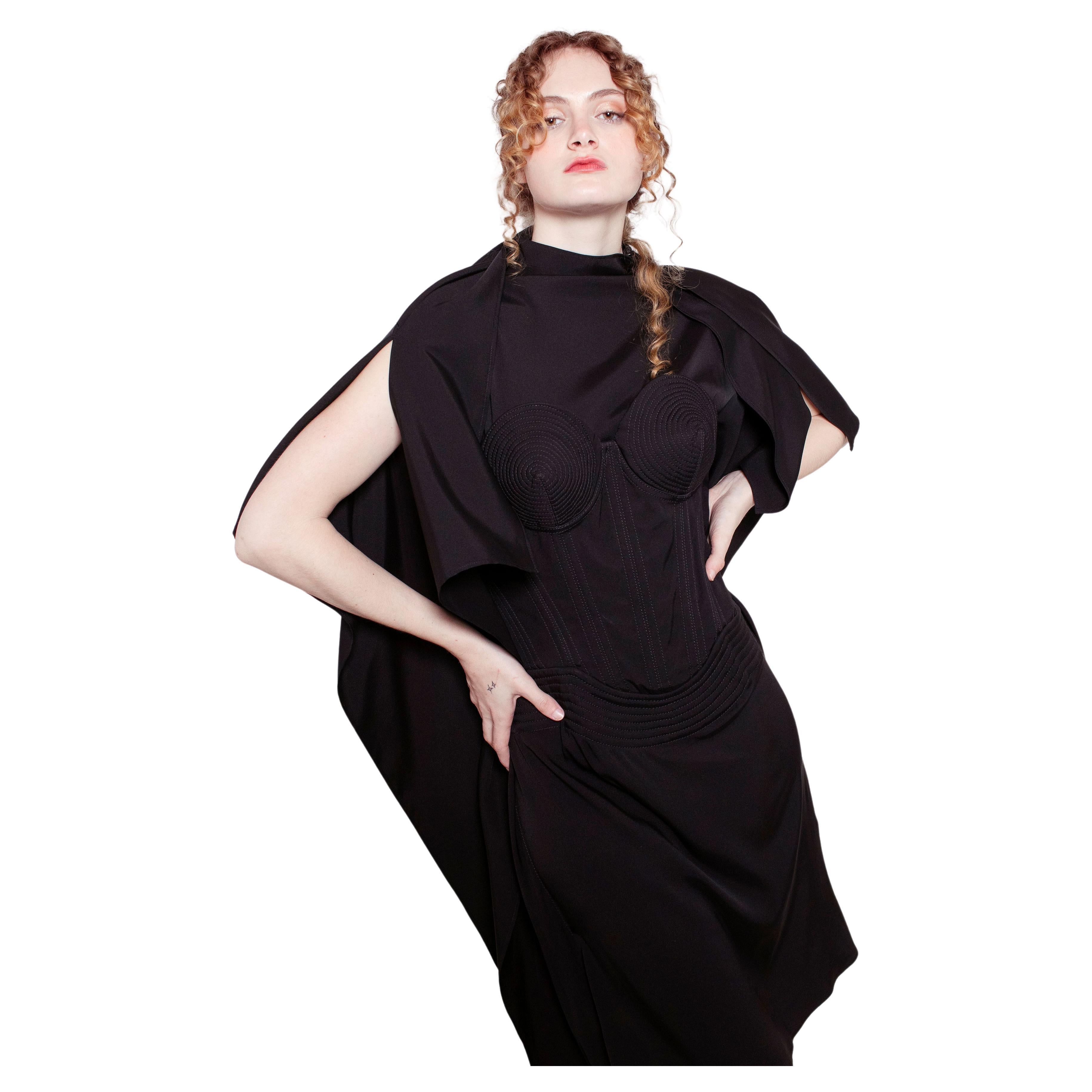 Jean Paul Gaultier F/W 2010 Black Cone Bra Corset Dress For Sale