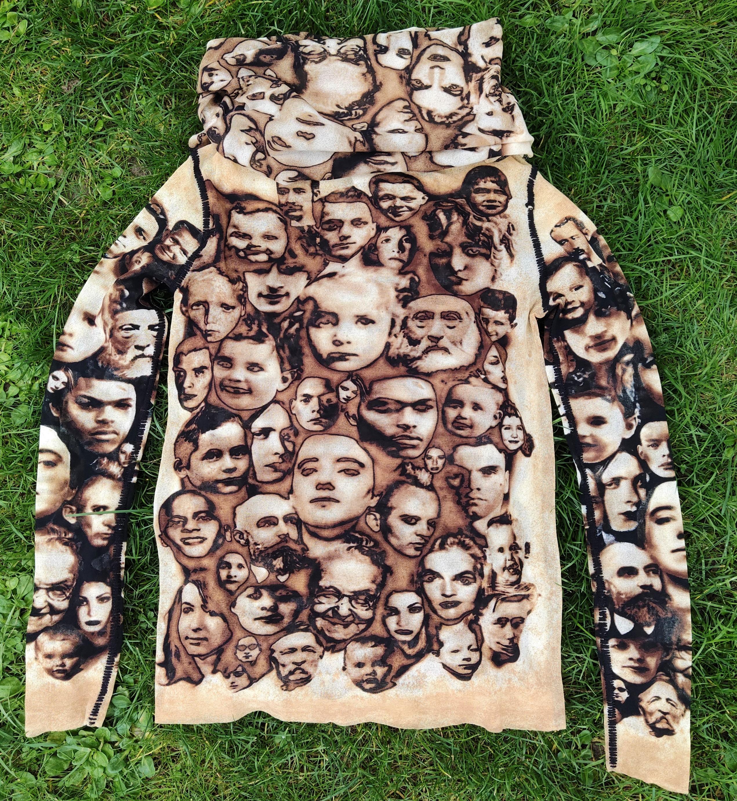 Jean Paul Gaultier Face Faces People Portrait Mesh Photos T-Shirt Top Tee 10