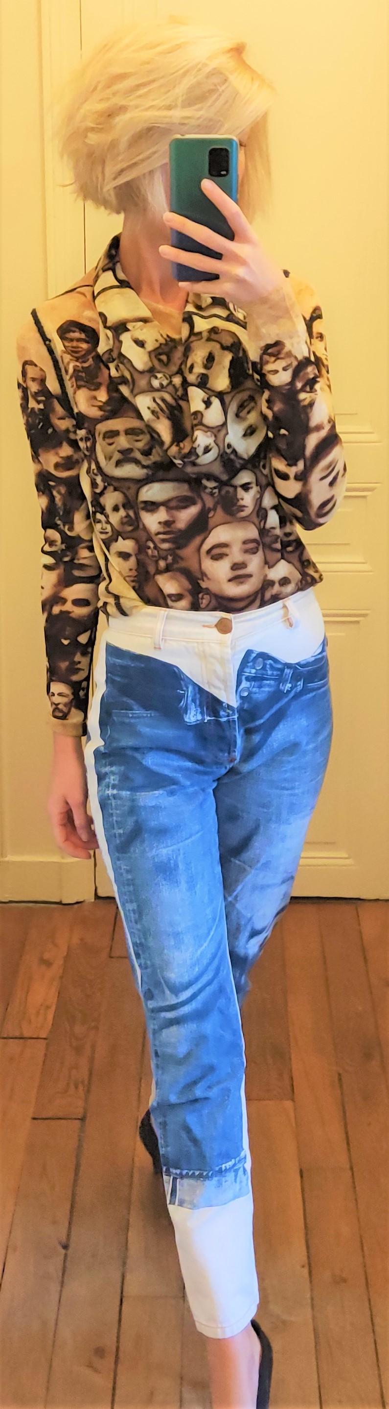 Jean Paul Gaultier Face Faces People Portrait Mesh Photos T-Shirt Top Tee 11