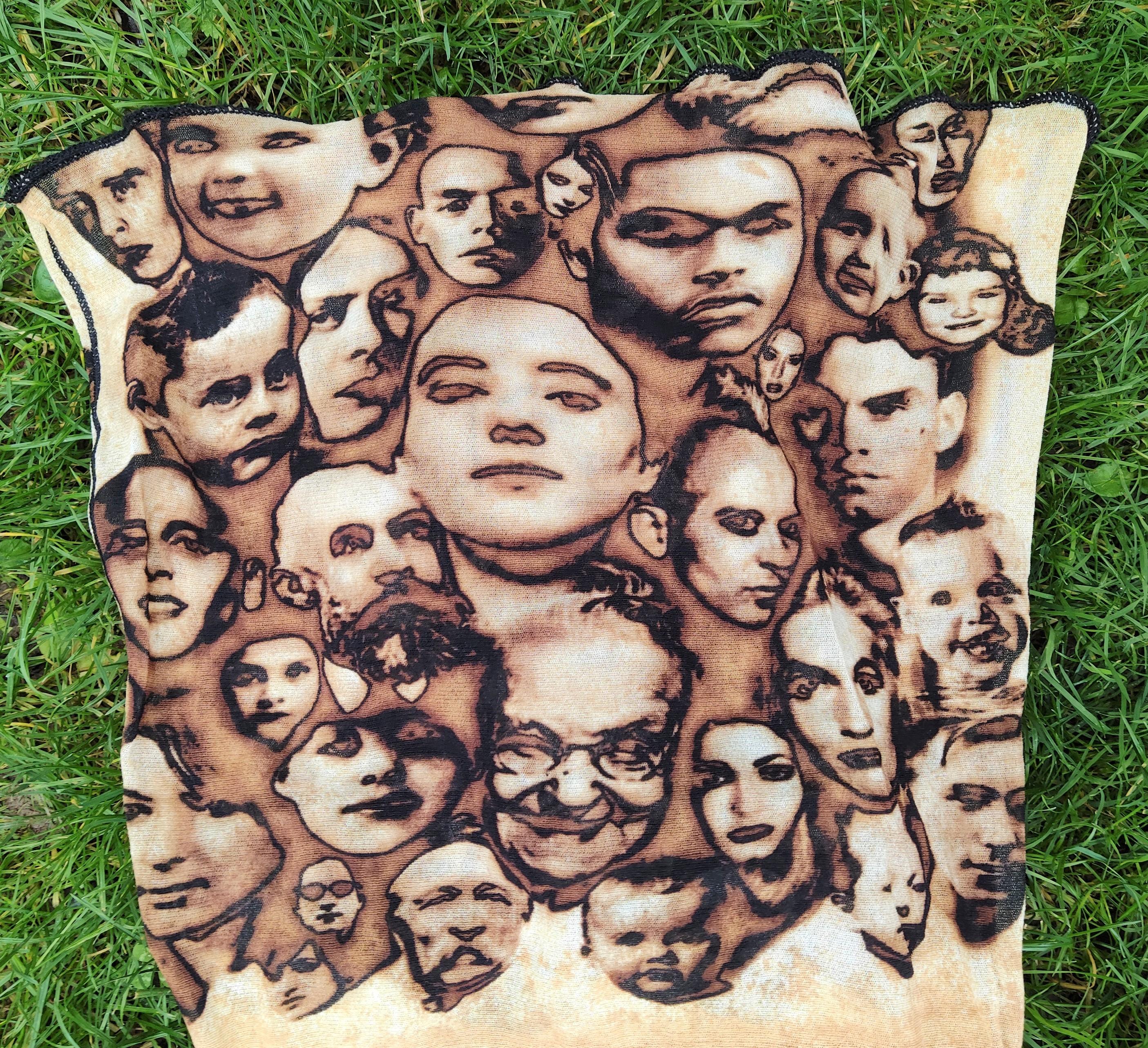 Jean Paul Gaultier Face Faces People Portrait Mesh Photos T-Shirt Top Tee 4