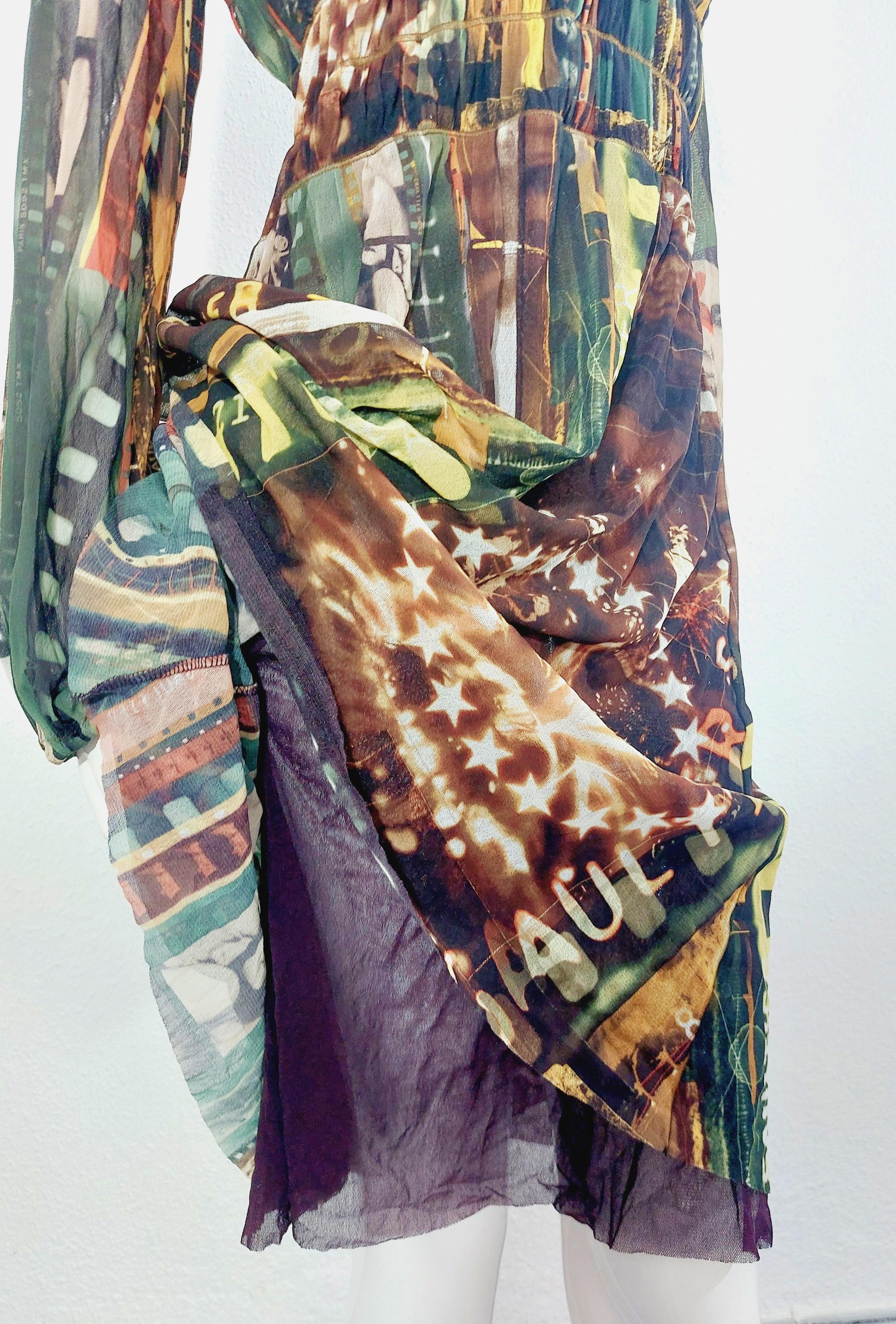 Jean Paul Gaultier Faces Silhouettes Paris Cinema Transaprent Mesh Dress  For Sale 11