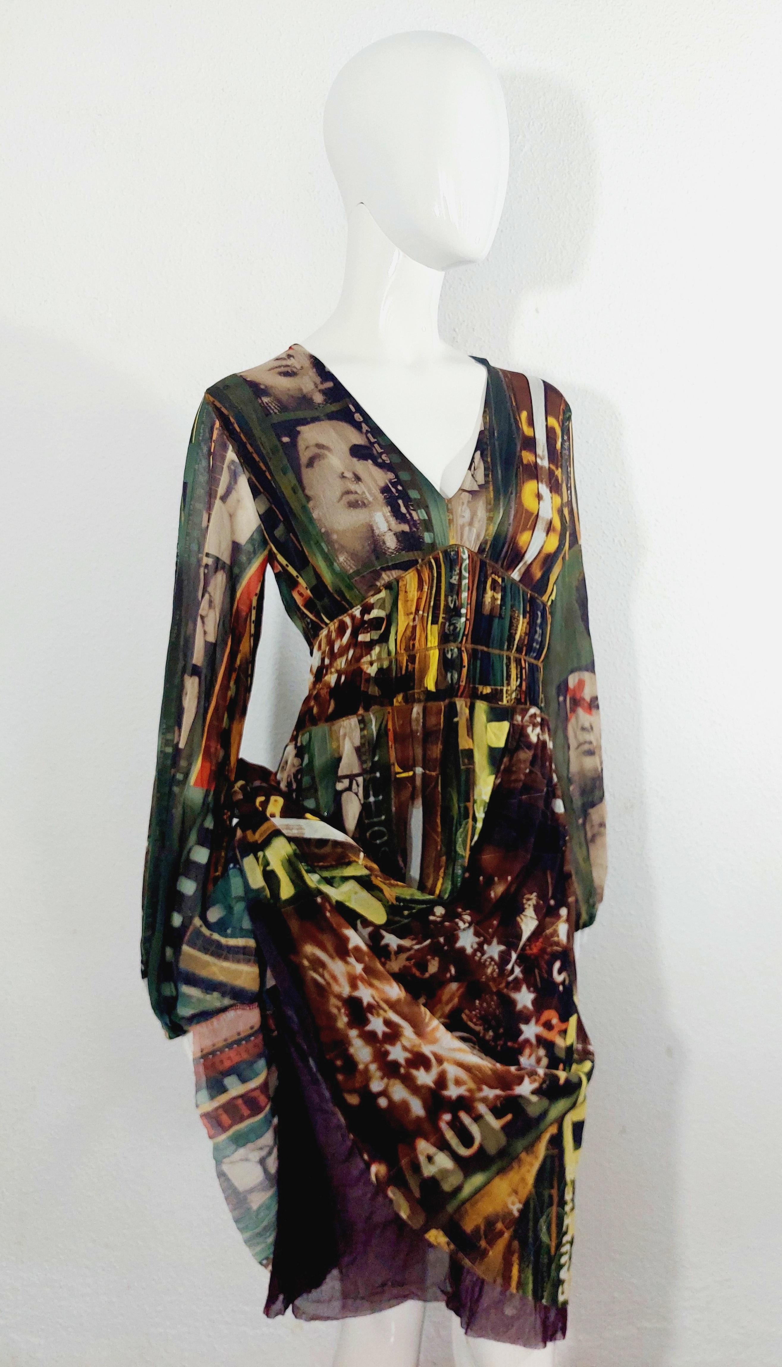Jean Paul Gaultier Faces Silhouettes Paris Cinema Transaprent Mesh Dress  For Sale 12