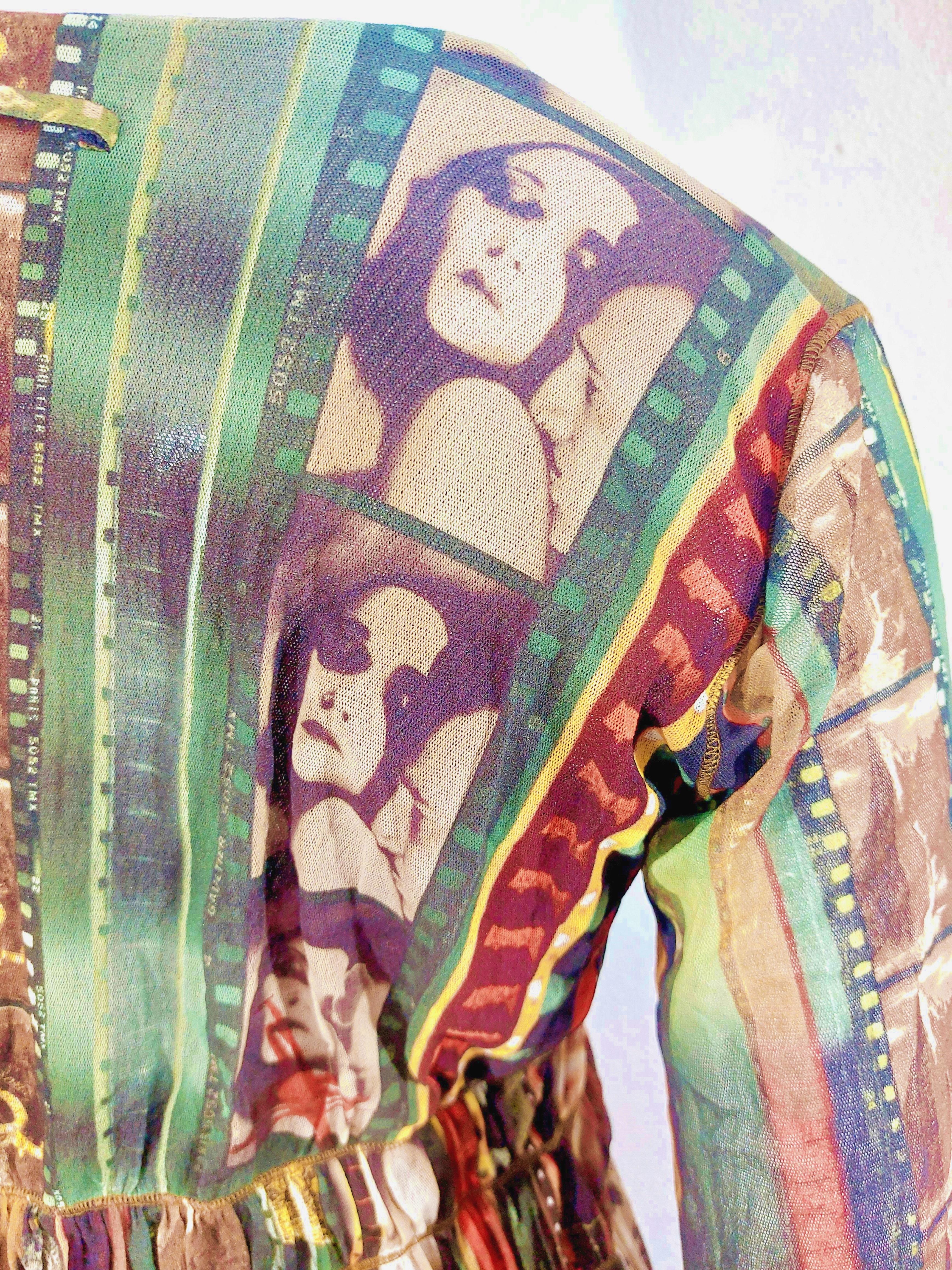 Women's Jean Paul Gaultier Faces Silhouettes Paris Cinema Transaprent Mesh Dress  For Sale