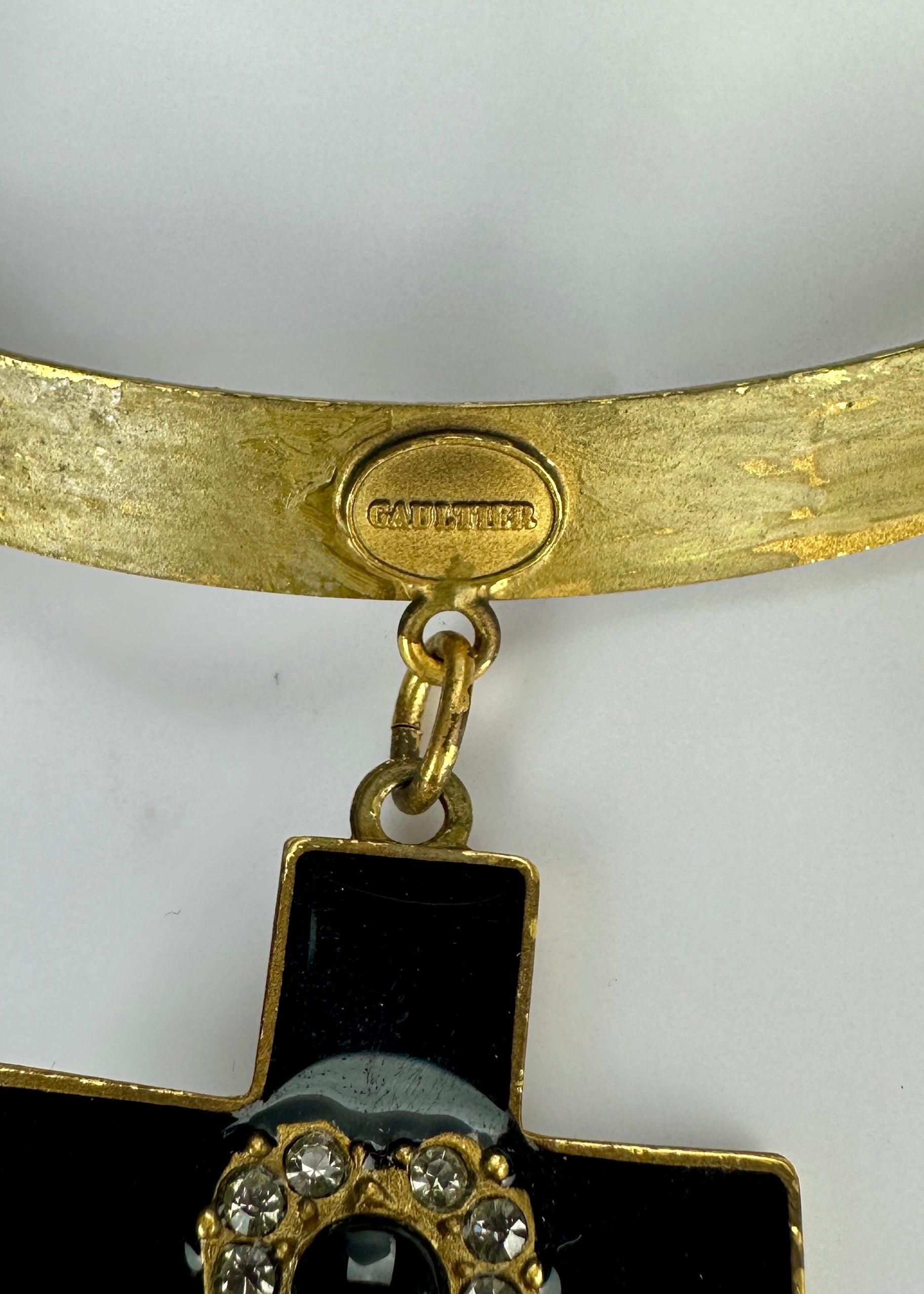 Jean Paul Gaultier Fall 1995 Runway Enamel Cross Choker Necklace 2