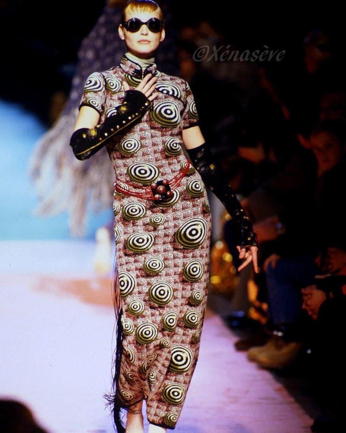 Jean-Paul Gaultier Fall 1996 Psychedelic Print Jacquard Cheongsam Dress For Sale 1
