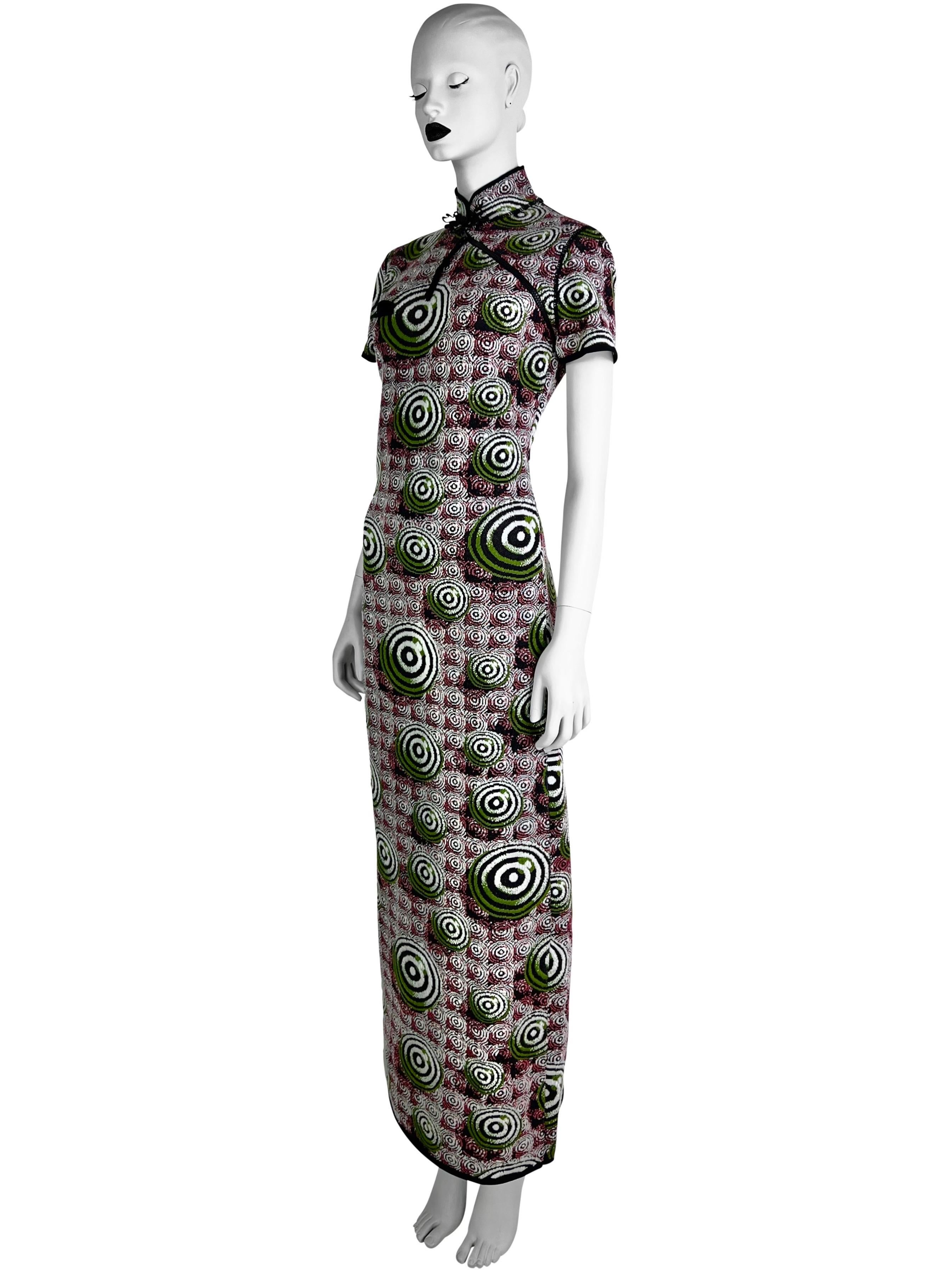 Jean-Paul Gaultier Fall 1996 Psychedelic Print Jacquard Cheongsam Dress For Sale 2