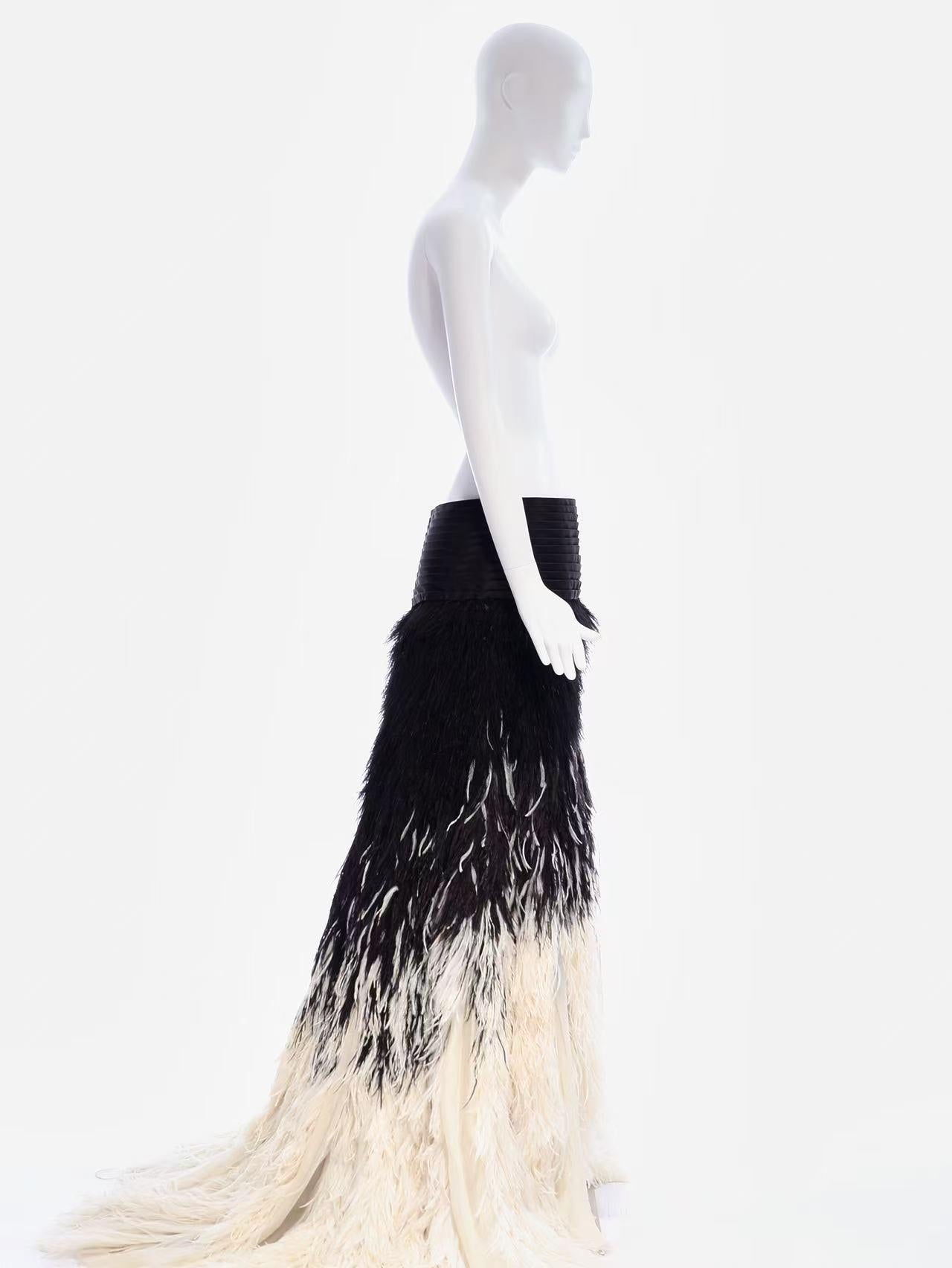 Jean Paul Gaultier Herbst 2011 Haute Couture Ombre Feder Herrenrock (FR 50) (Grau) im Angebot