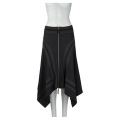 Jean Paul Gaultier Femme 1990s Black Wool Handkerchief Hem Skirt IT40