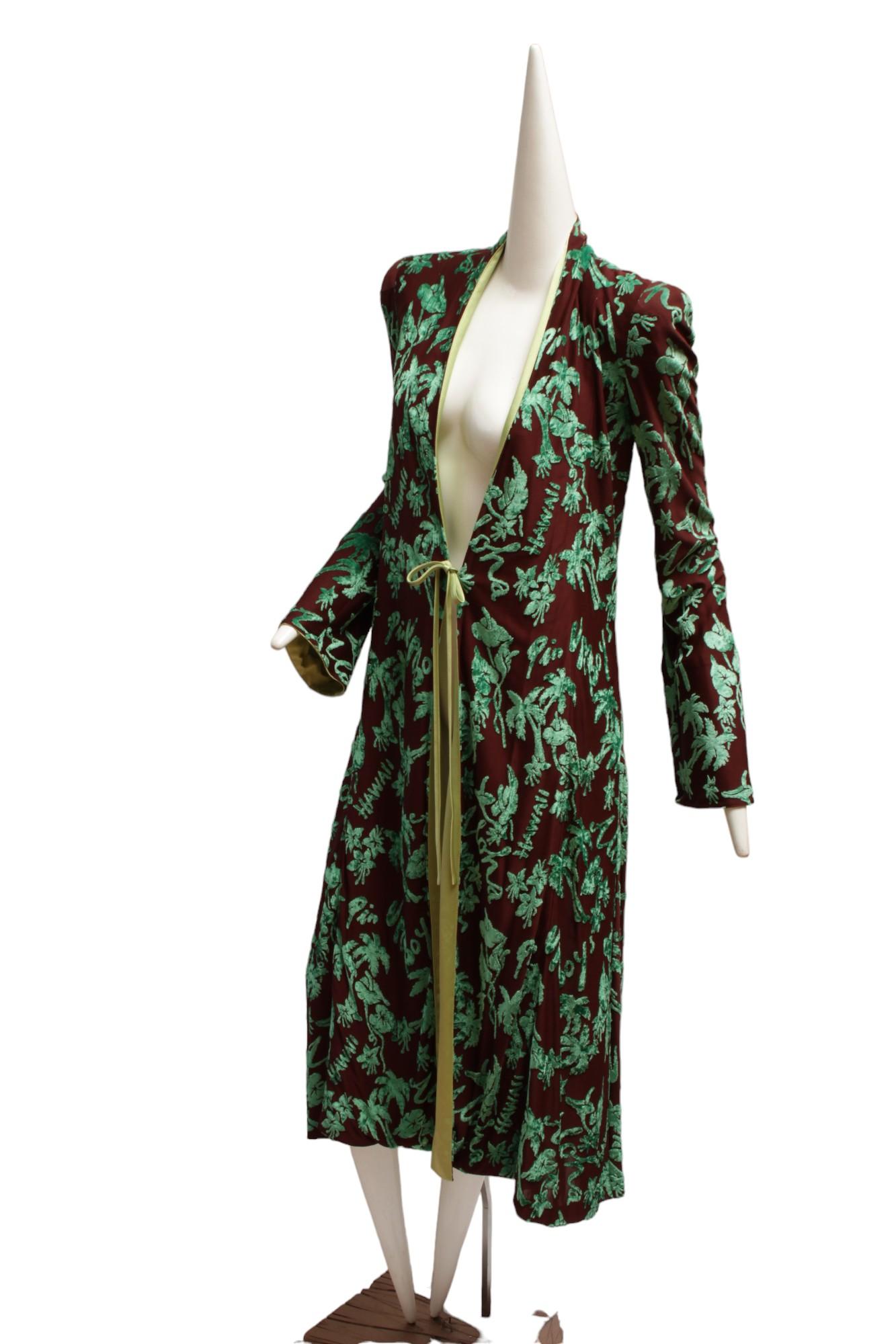 Black Jean Paul Gaultier Femme 1996 Spring/Summer Cyberbaba Burned Velvet Robe For Sale