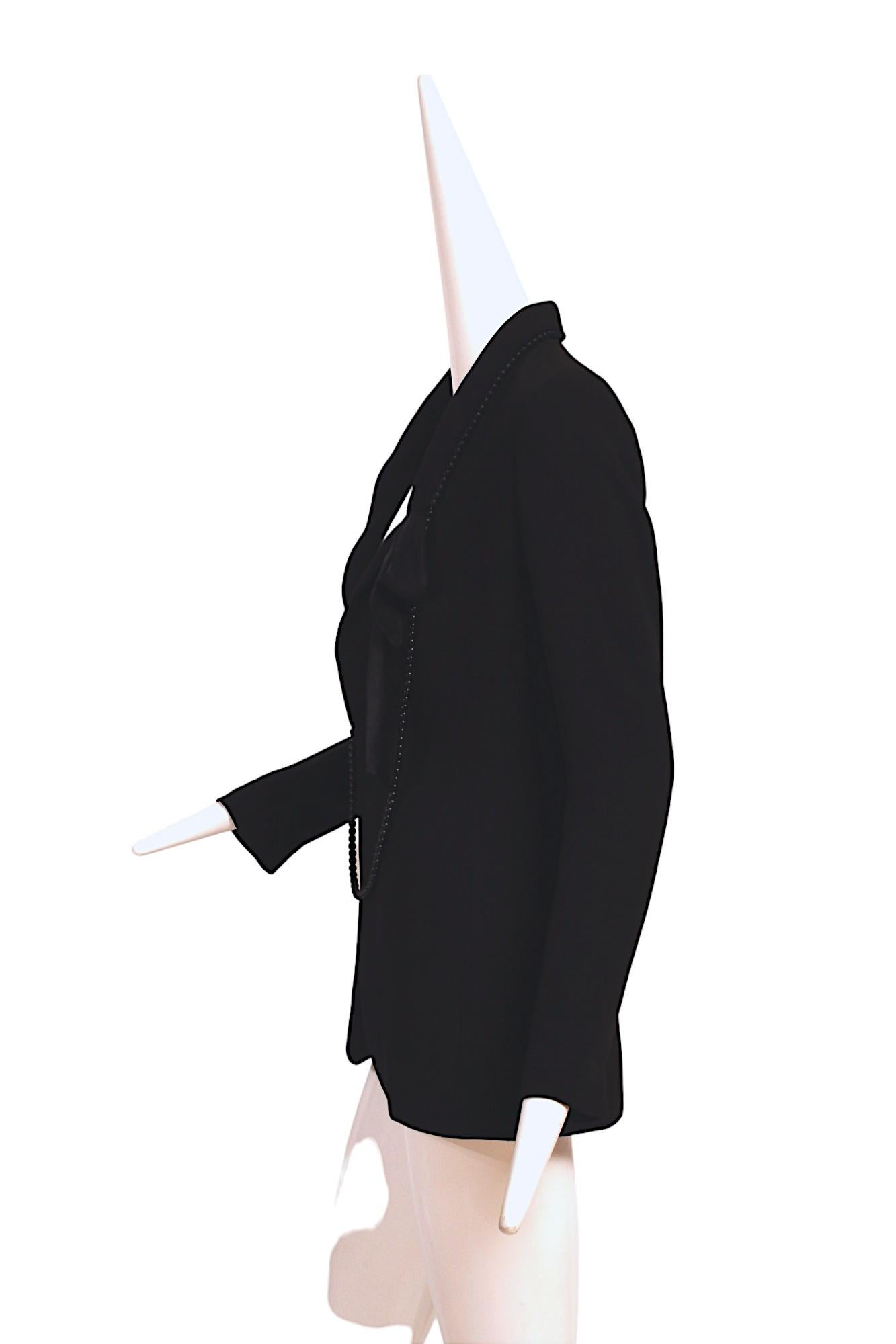 JEAN PAUL GAULTIER FEMME Black Blazer with attached necklace In Excellent Condition For Sale In Kingston, NY