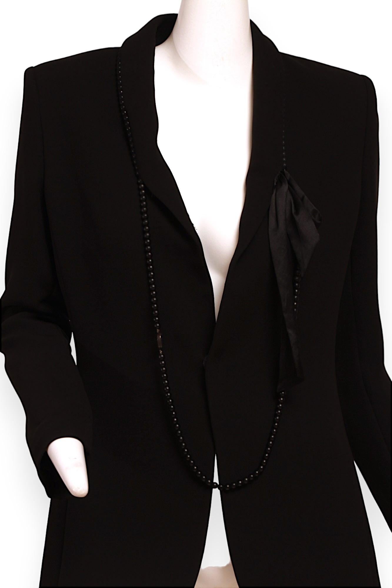 JEAN PAUL GAULTIER FEMME Black Blazer with attached necklace For Sale 2