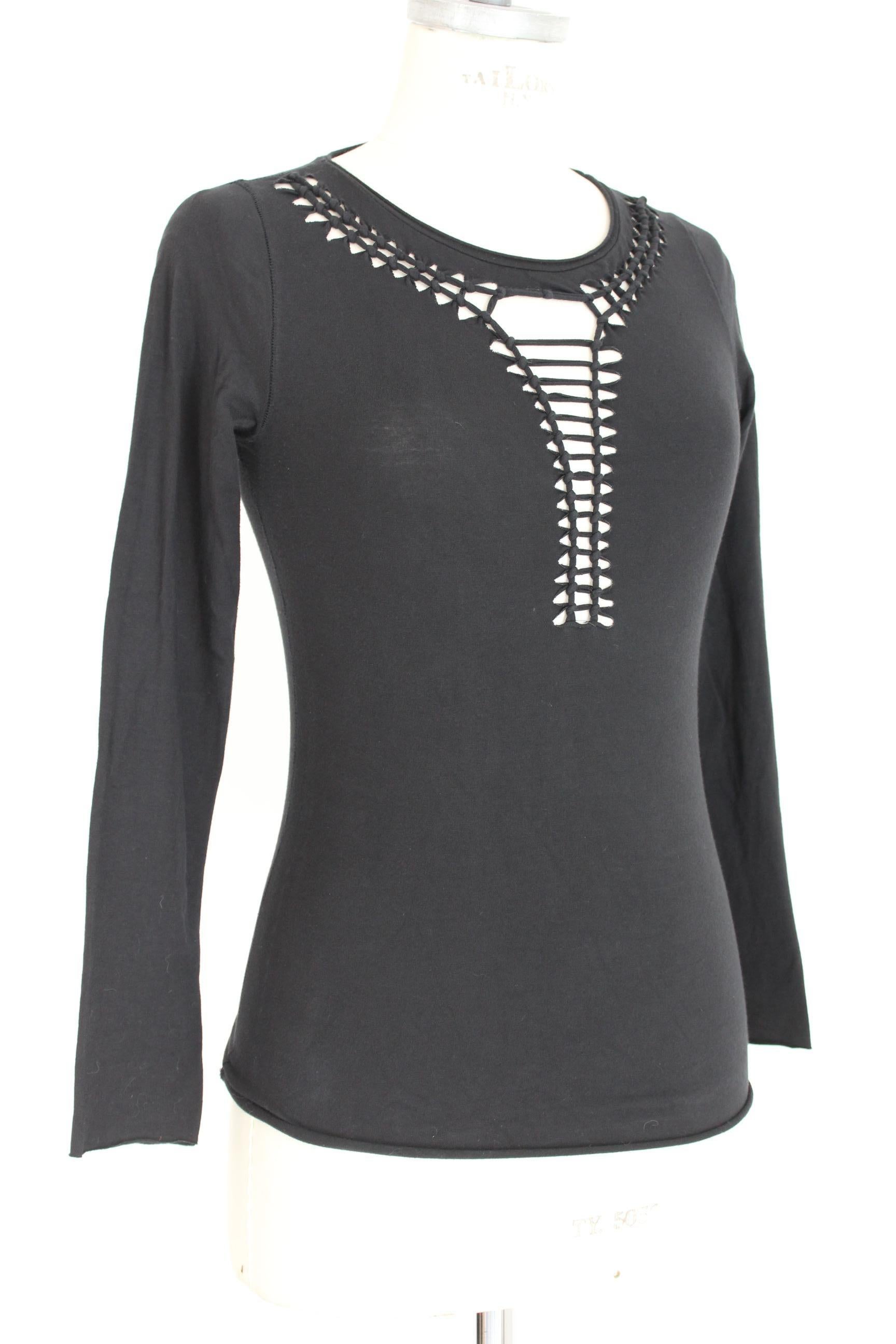 Jean Paul Gaultier Femme Black Cotton Braiding Slim Fit Shirt  In Excellent Condition In Brindisi, Bt