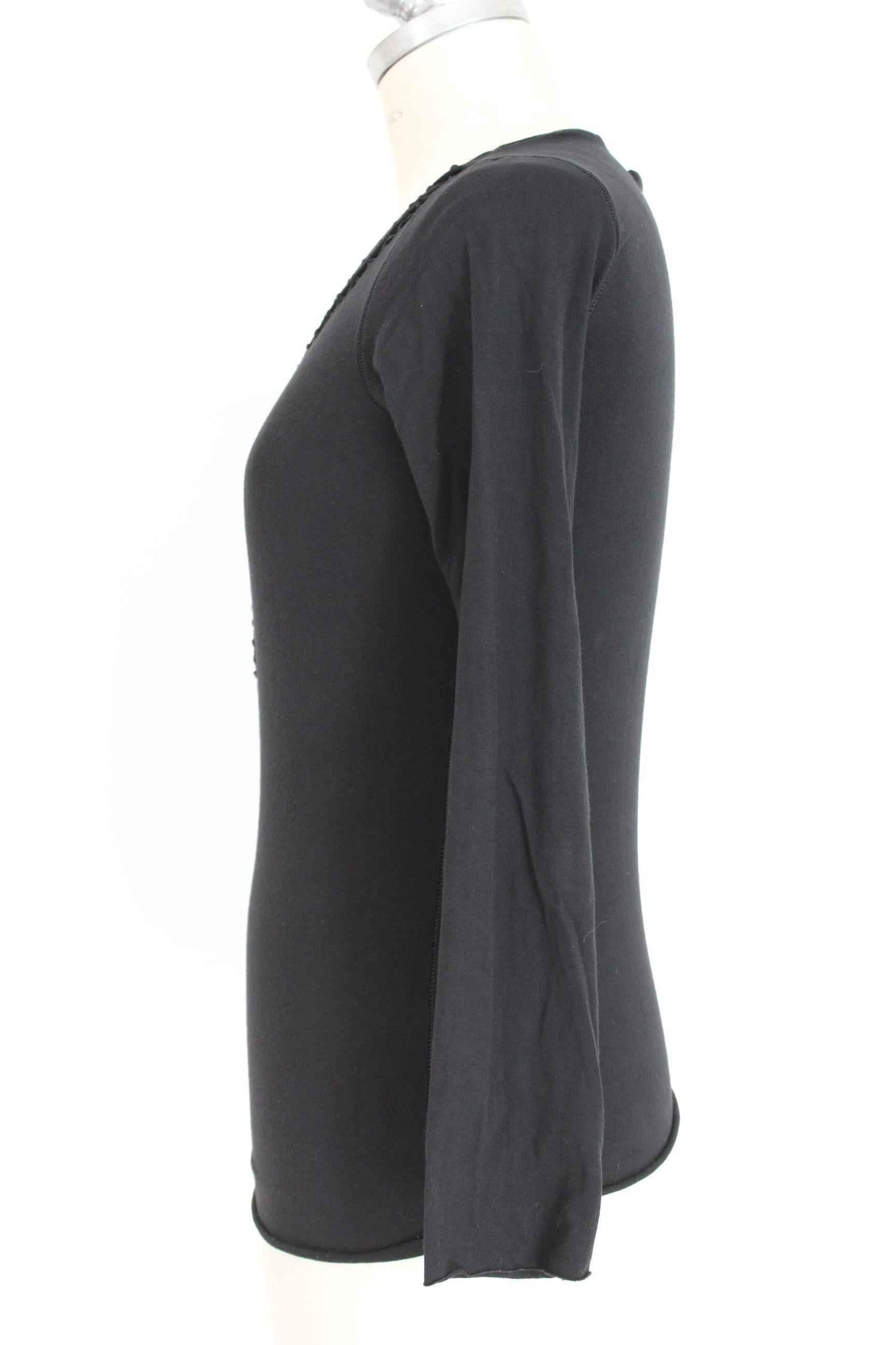 Women's Jean Paul Gaultier Femme Black Cotton Braiding Slim Fit Shirt 