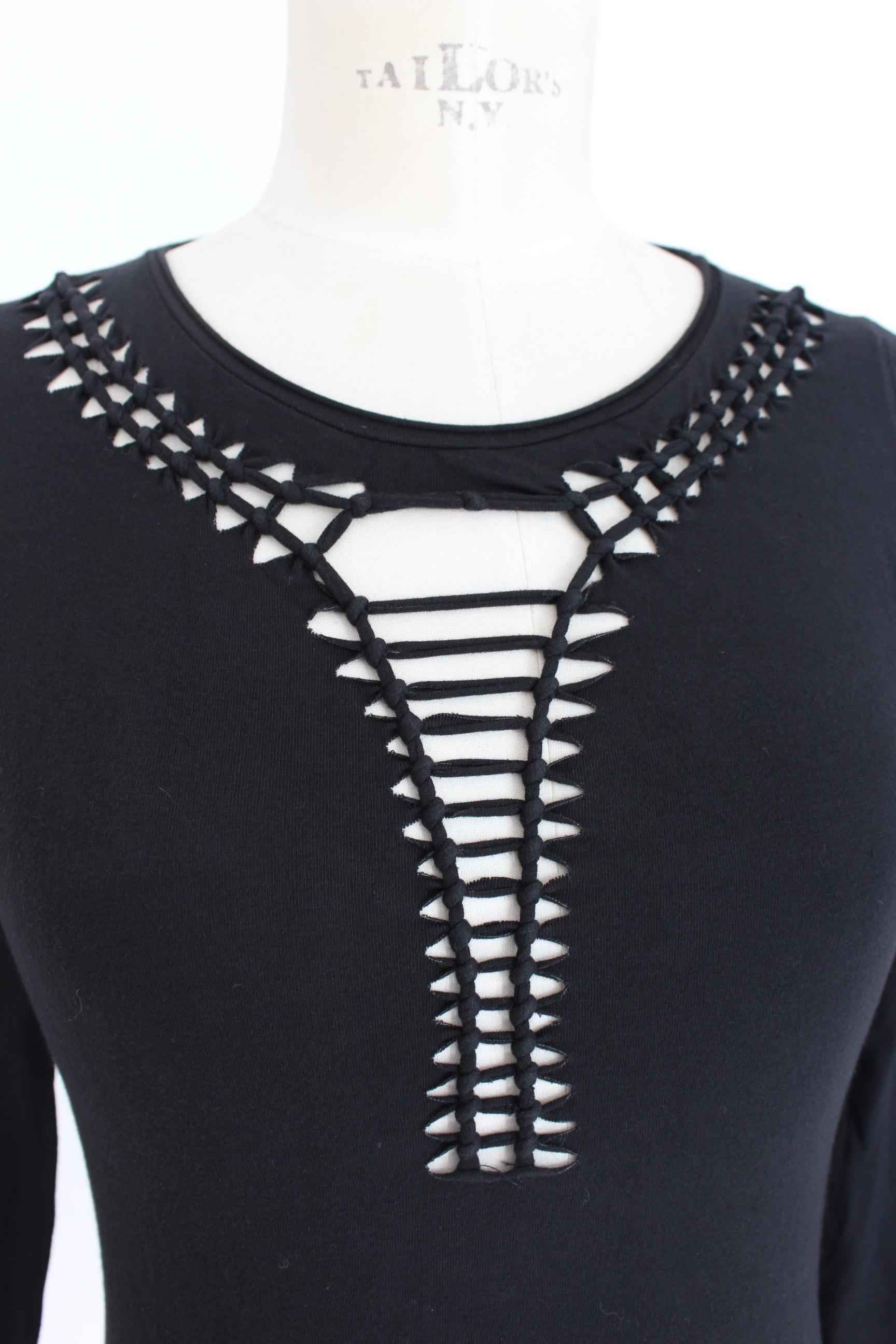 Jean Paul Gaultier Femme Black Cotton Braiding Slim Fit Shirt  2