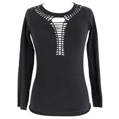 Vintage Jean Paul Gaultier Femme Black Cotton Braiding Slim Fit Shirt 