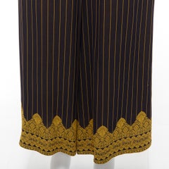 JEAN PAUL GAULTIER FEMME black gold striped logo trim wide leg pants IT40 L