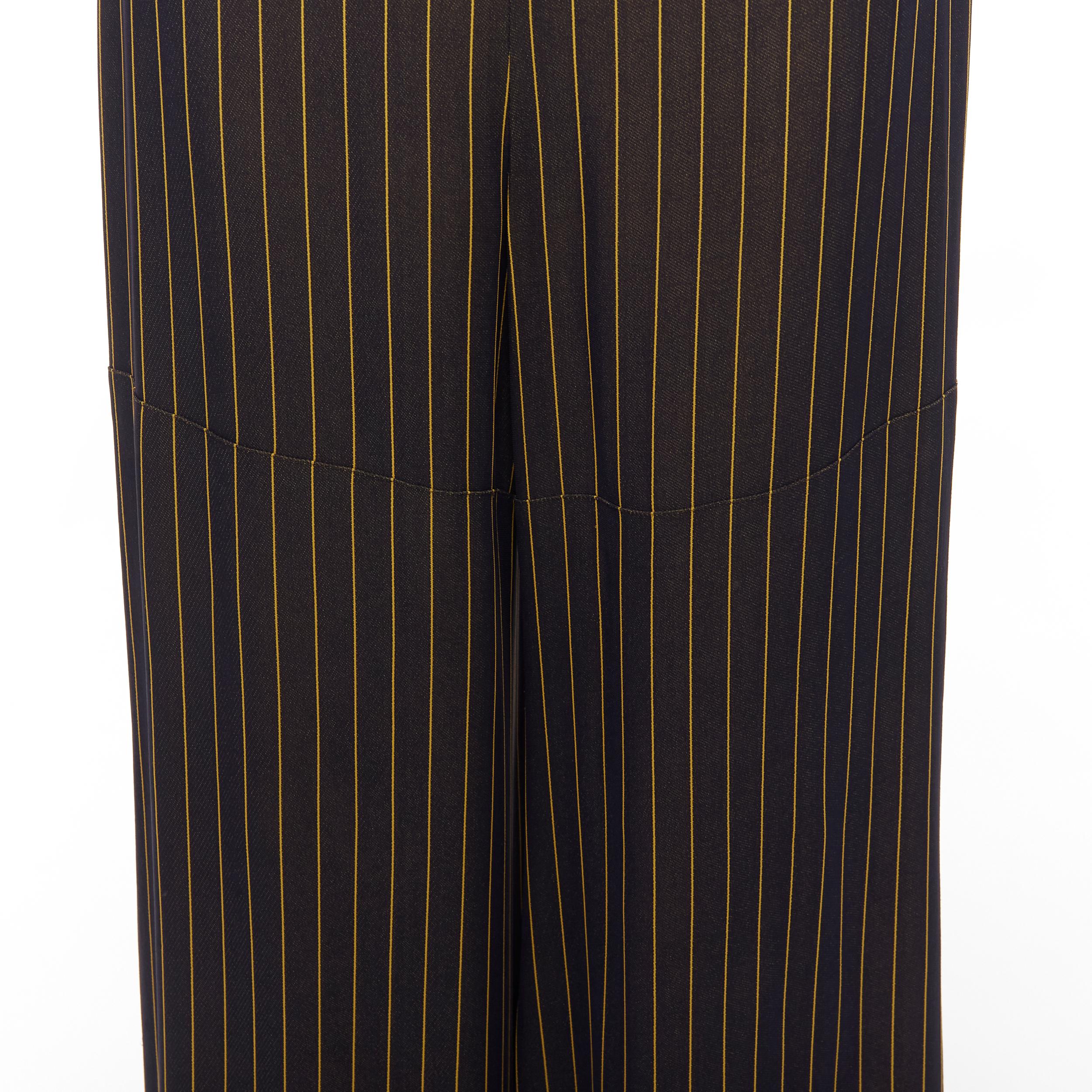 JEAN PAUL GAULTIER FEMME black gold striped logo trim wide leg pants IT40 L For Sale 3