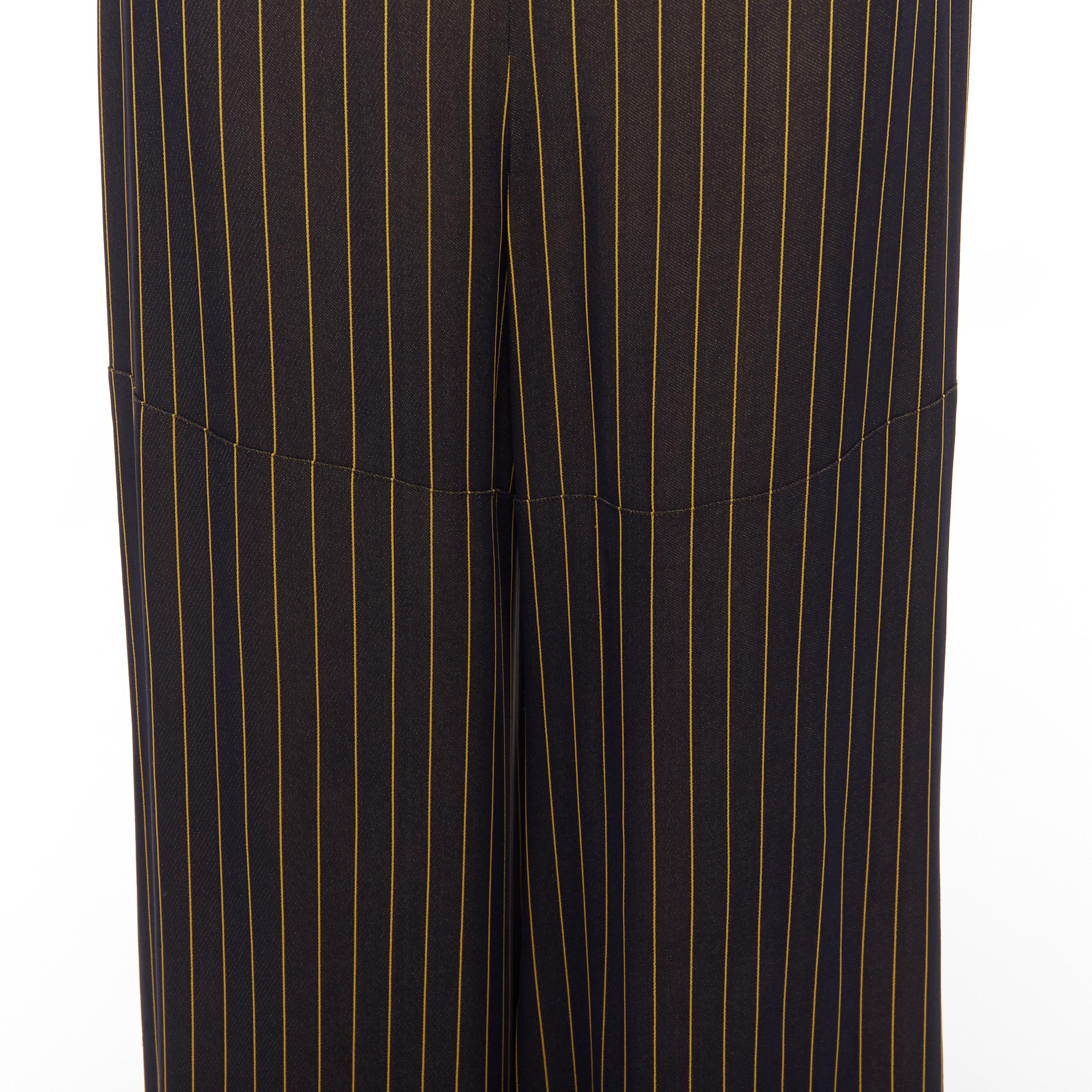 JEAN PAUL GAULTIER FEMME black gold striped logo trim wide leg pants IT40 L For Sale 2