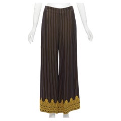 JEAN PAUL GAULTIER FEMME Schwarz-Gold gestreifte Hose mit weitem Bein IT40 L
