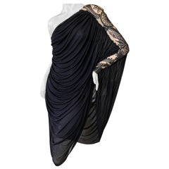 Jean Paul Gaultier Jeans - Vestito monospalla con drappeggio in sari nero